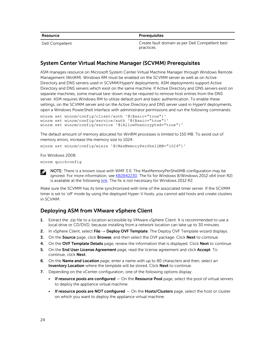 Dell 8 manual System Center Virtual Machine Manager Scvmm Prerequisites, Deploying ASM from VMware vSphere Client 