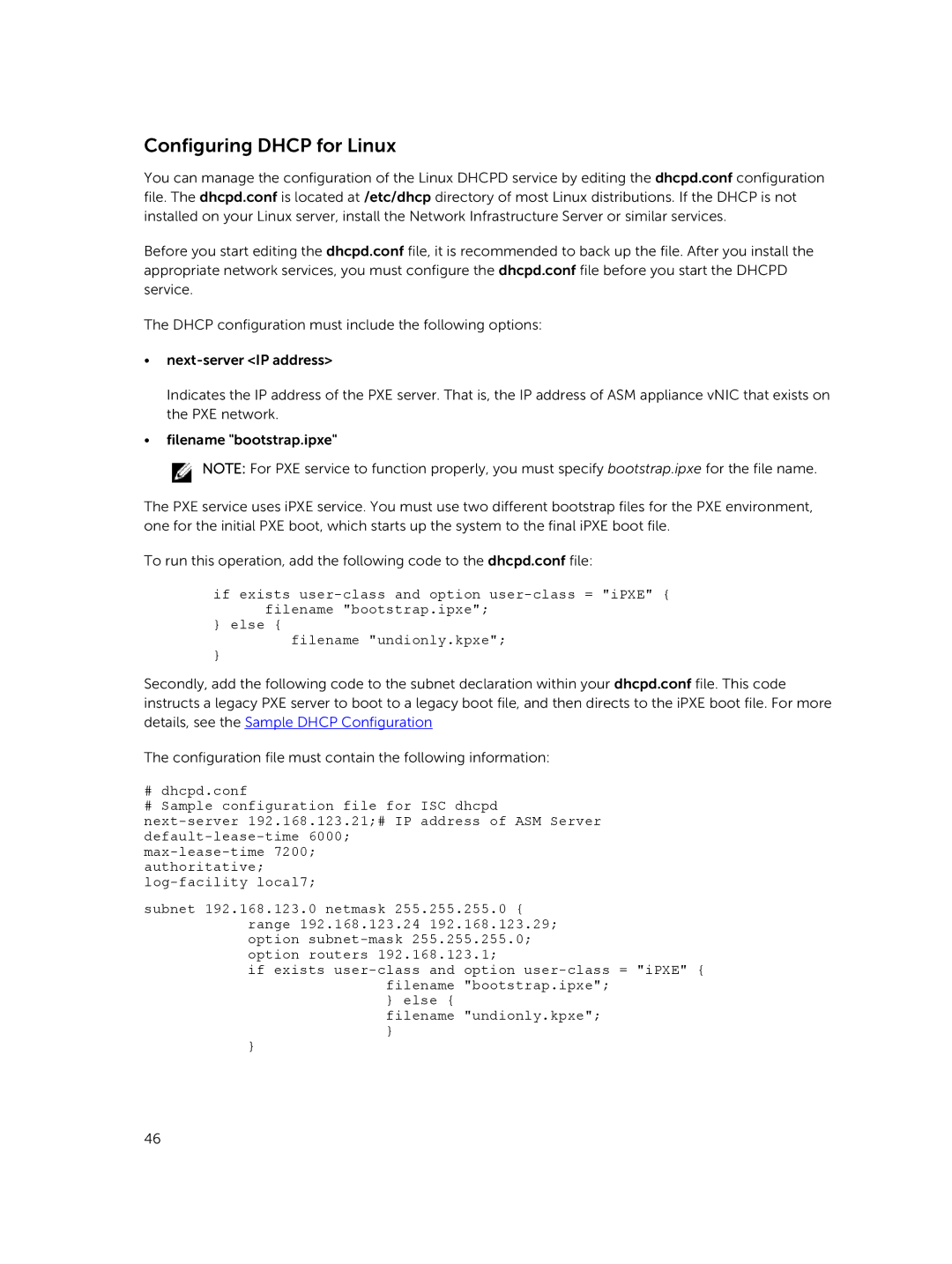 Dell 8 manual Configuring Dhcp for Linux 