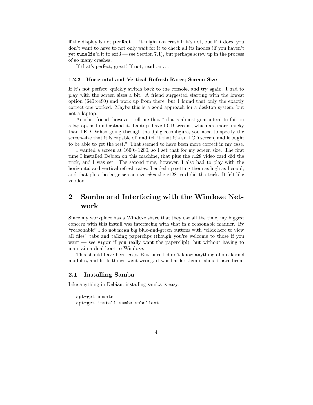 Dell 8000 manual Samba and Interfacing with the Windoze Net- work, Installing Samba 