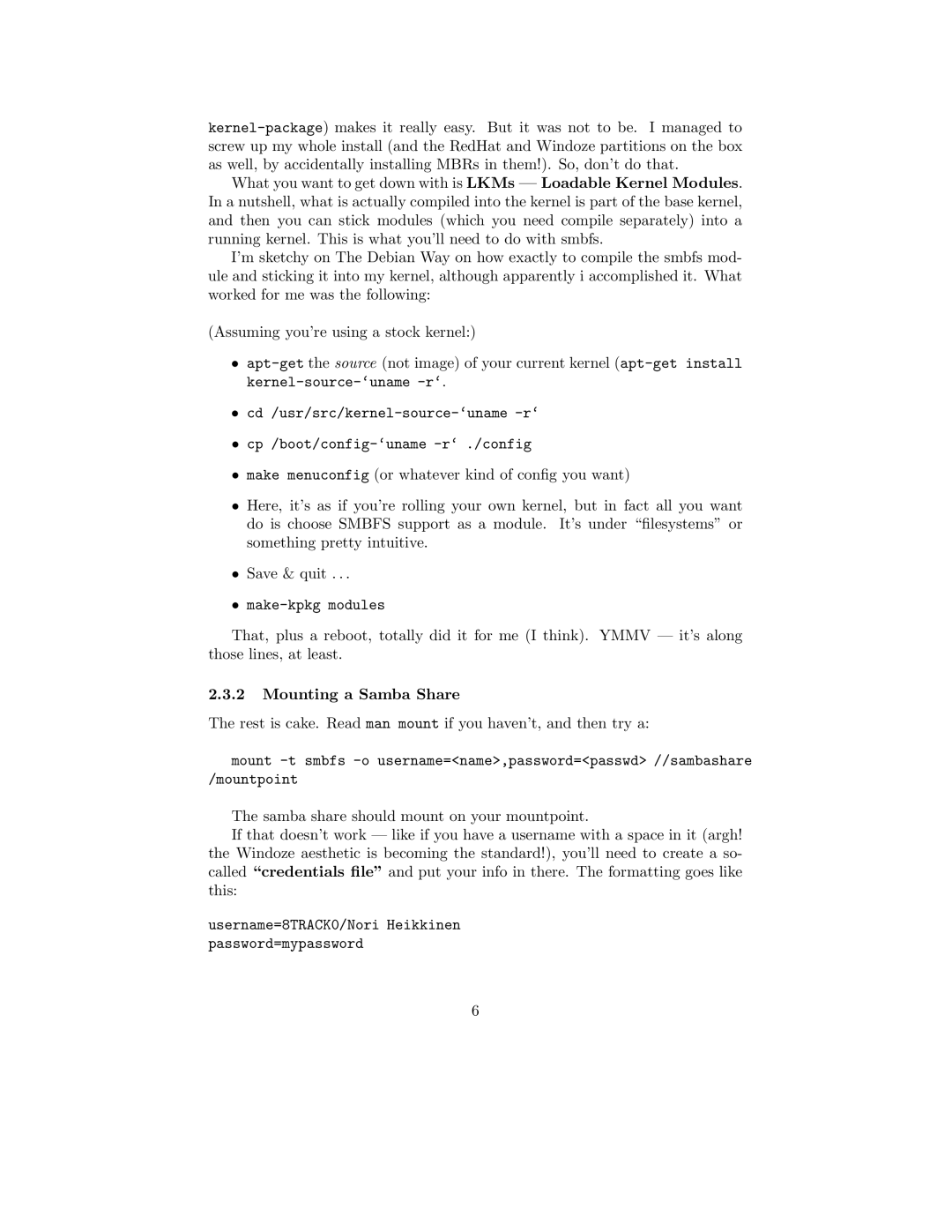 Dell 8000 manual Mounting a Samba Share 