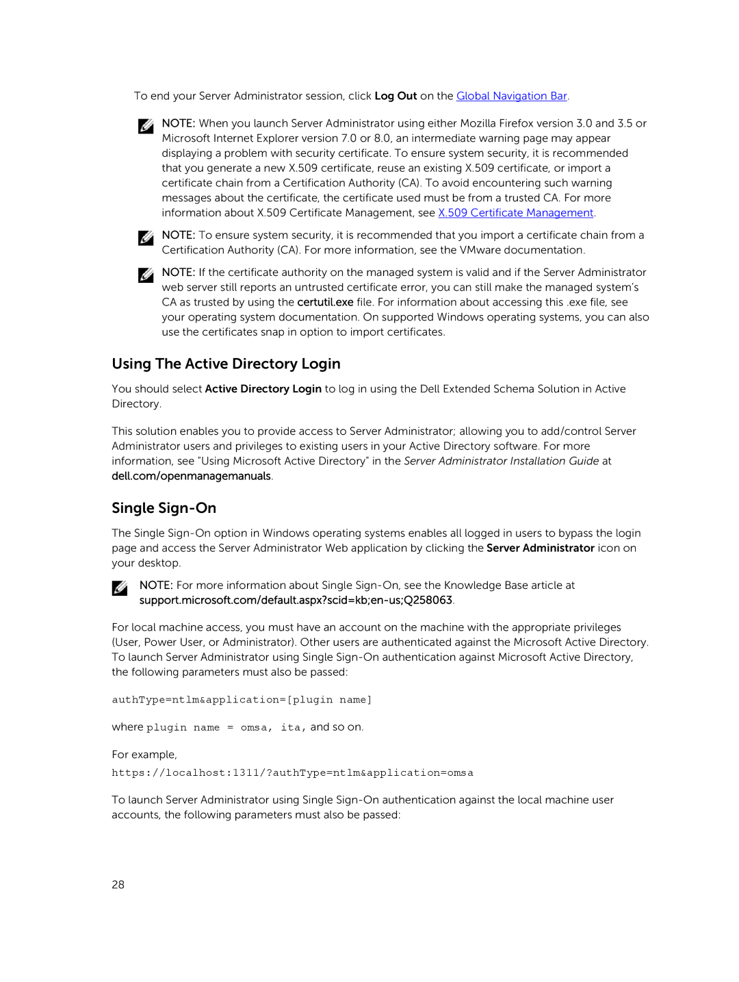 Dell 8.1 manual Using The Active Directory Login, Single Sign-On 