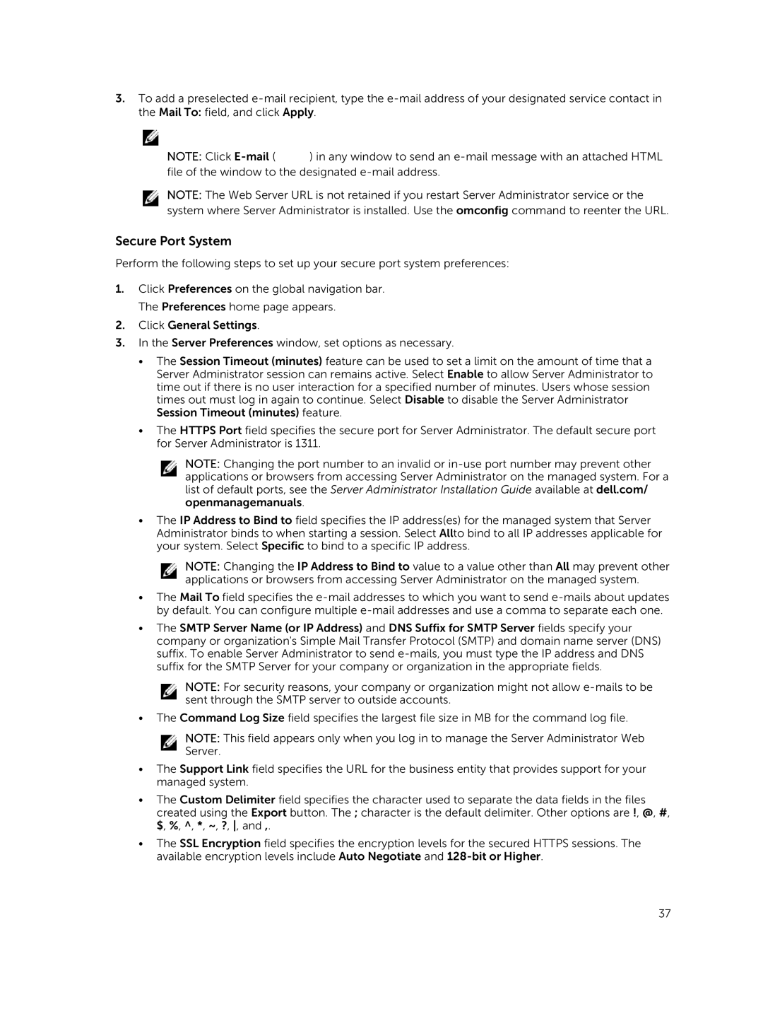 Dell 8.1 manual Secure Port System 