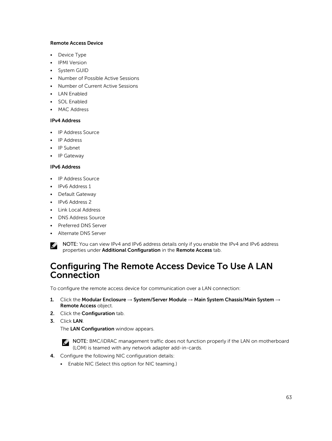 Dell 8.1 manual Configuring The Remote Access Device To Use a LAN Connection 