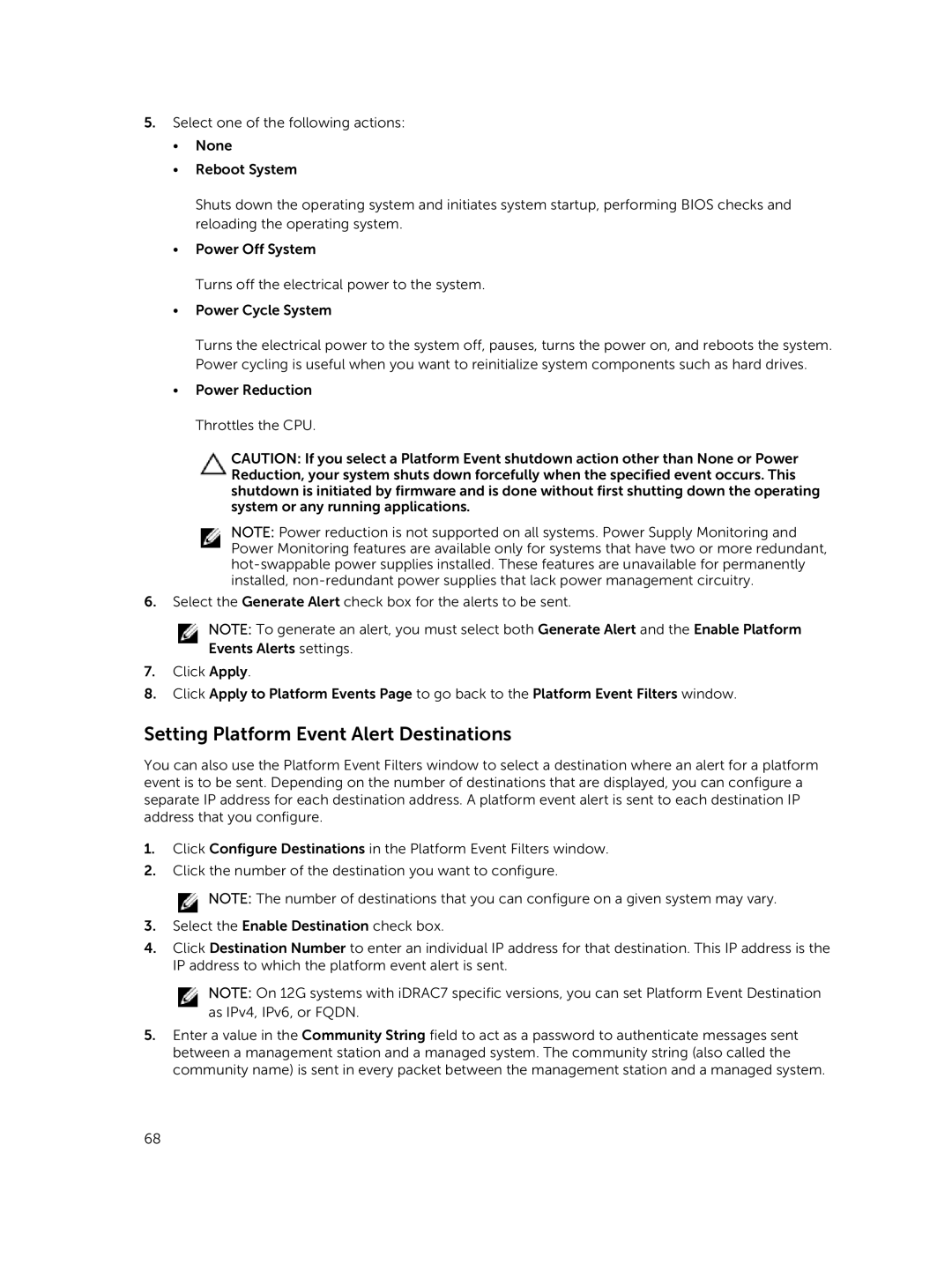 Dell 8.1 manual Setting Platform Event Alert Destinations 