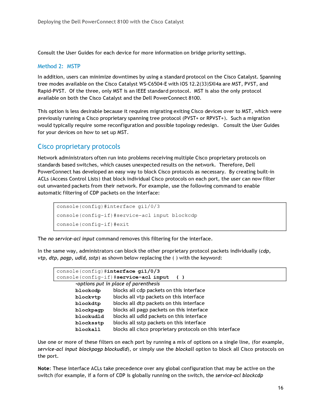 Dell 8100 manual Cisco proprietary protocols, Method 2 Mstp 