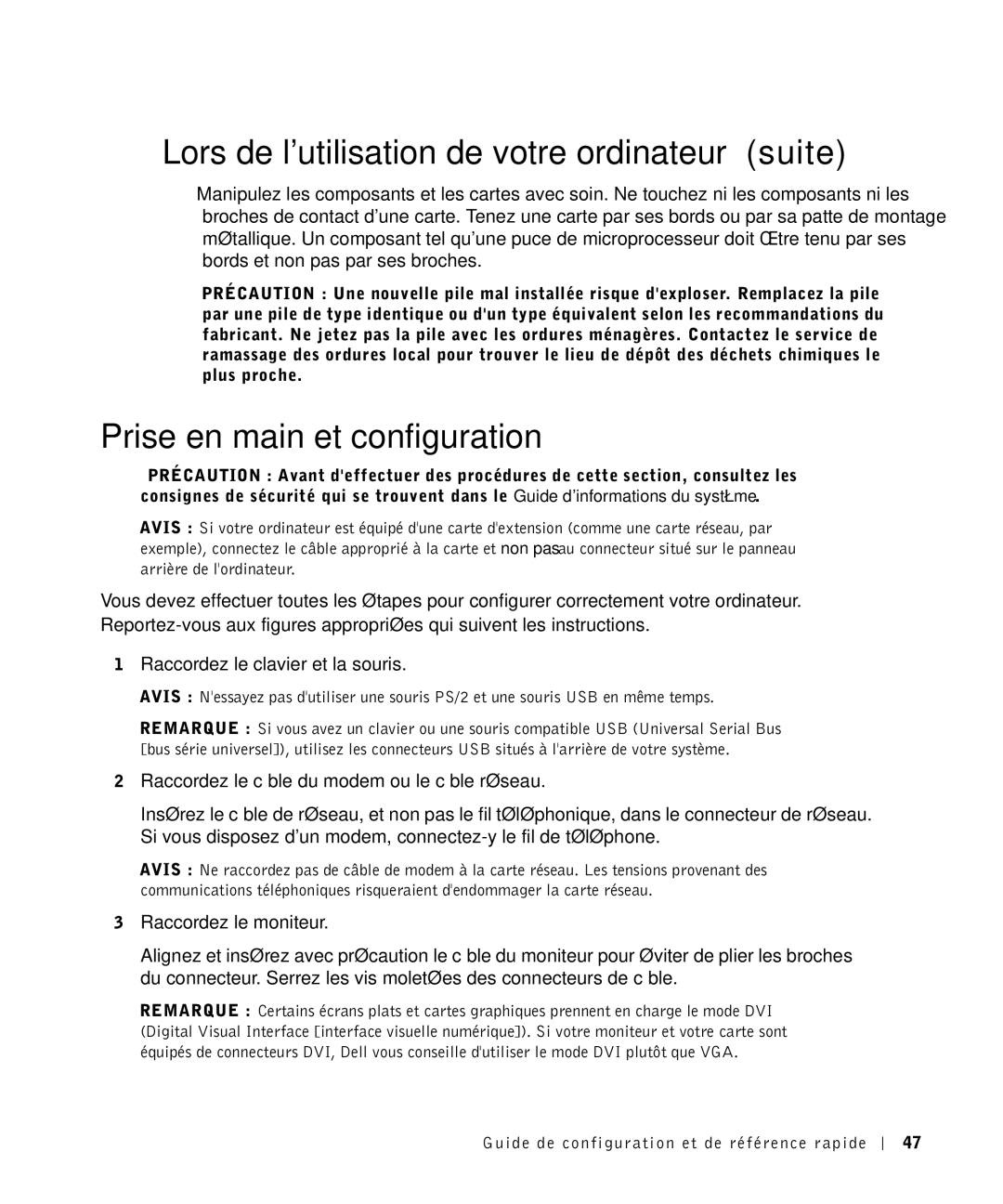 Dell 81FTK manual Prise en main et configuration 