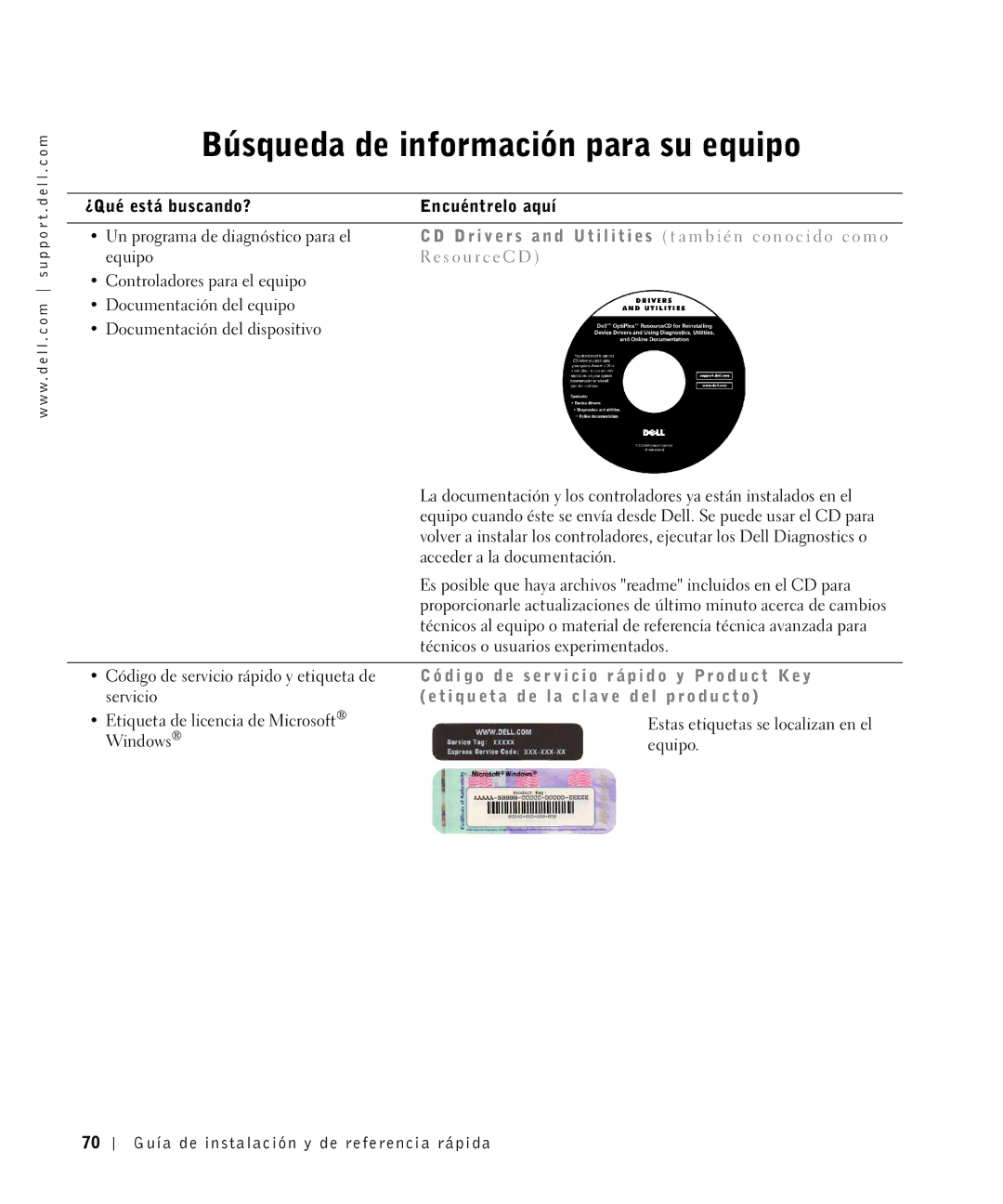 Dell 81FTK manual Búsqueda de información para su equipo, L a c l a v e d e l p r o d u c t o 