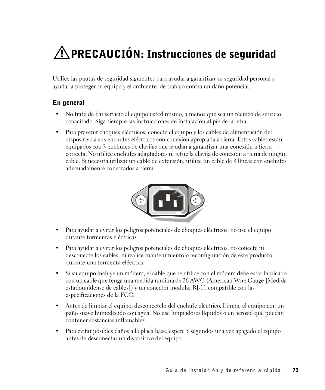 Dell 81FTK manual Precaución Instrucciones de seguridad, En general 