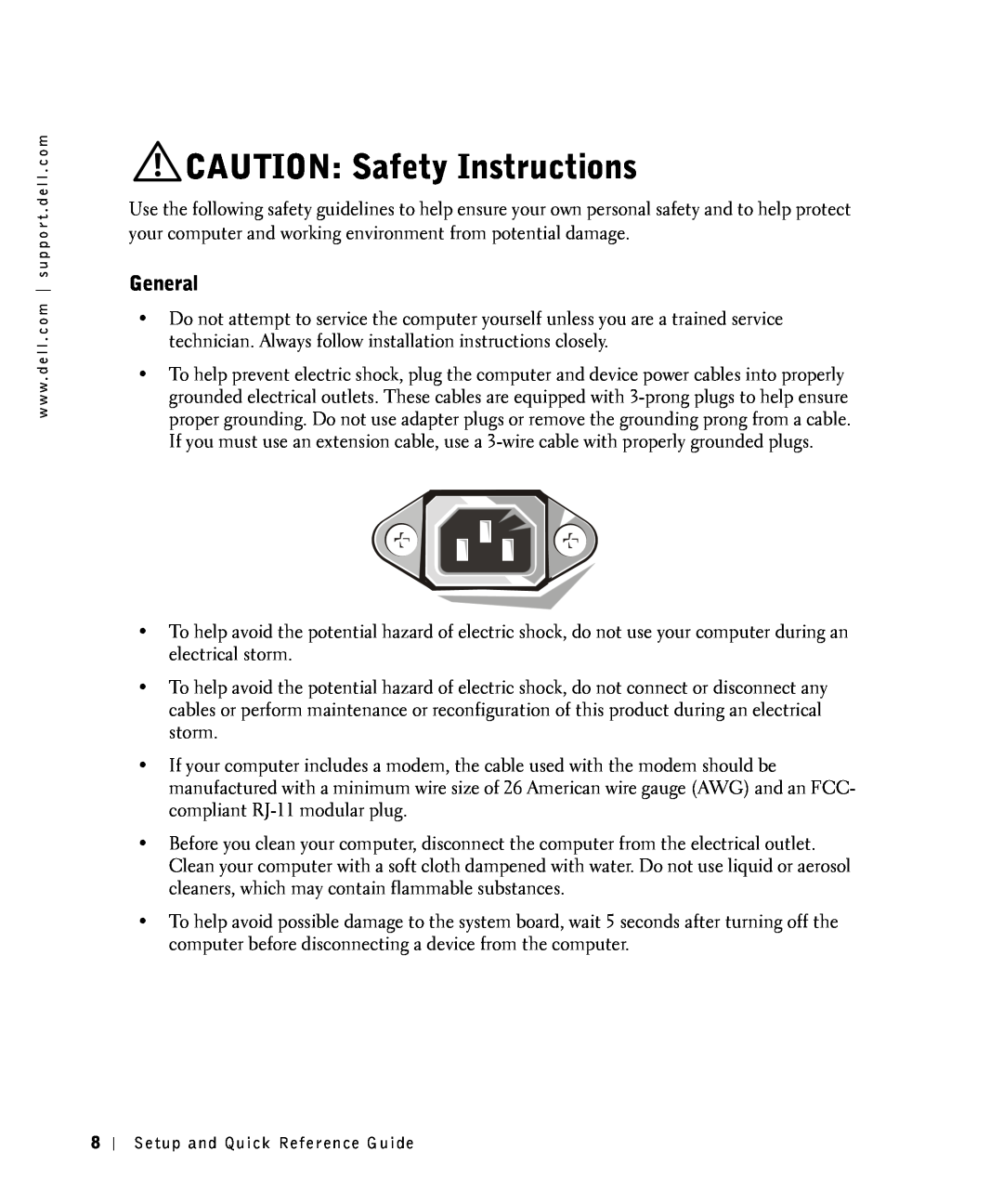 Dell 81FTK manual CAUTION Safety Instructions, General 