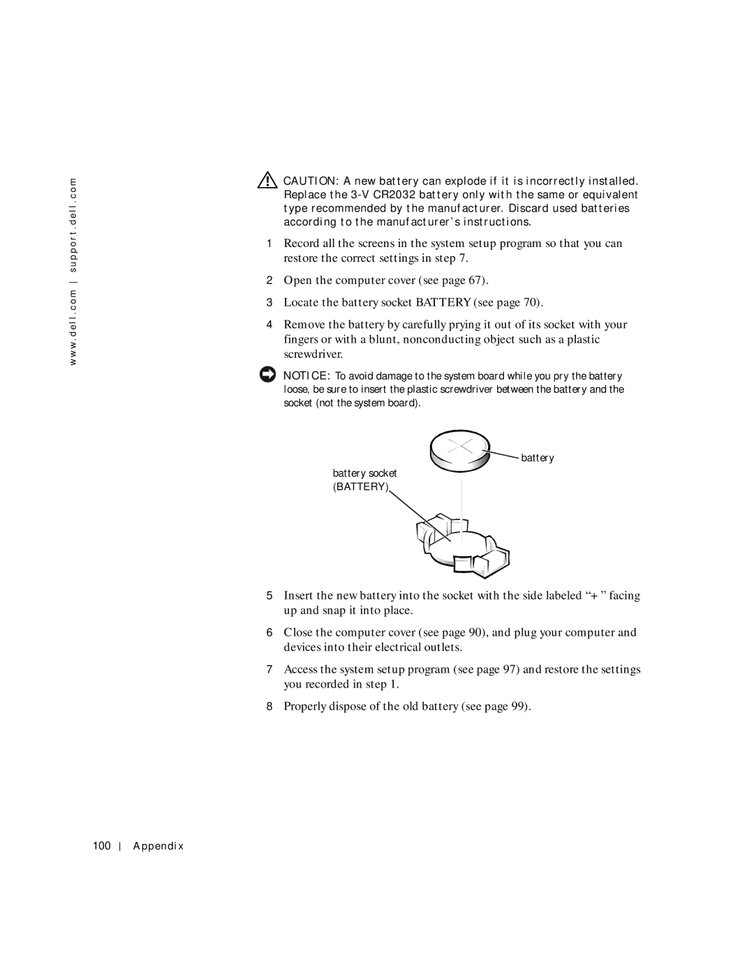 Dell 8200 manual Battery 