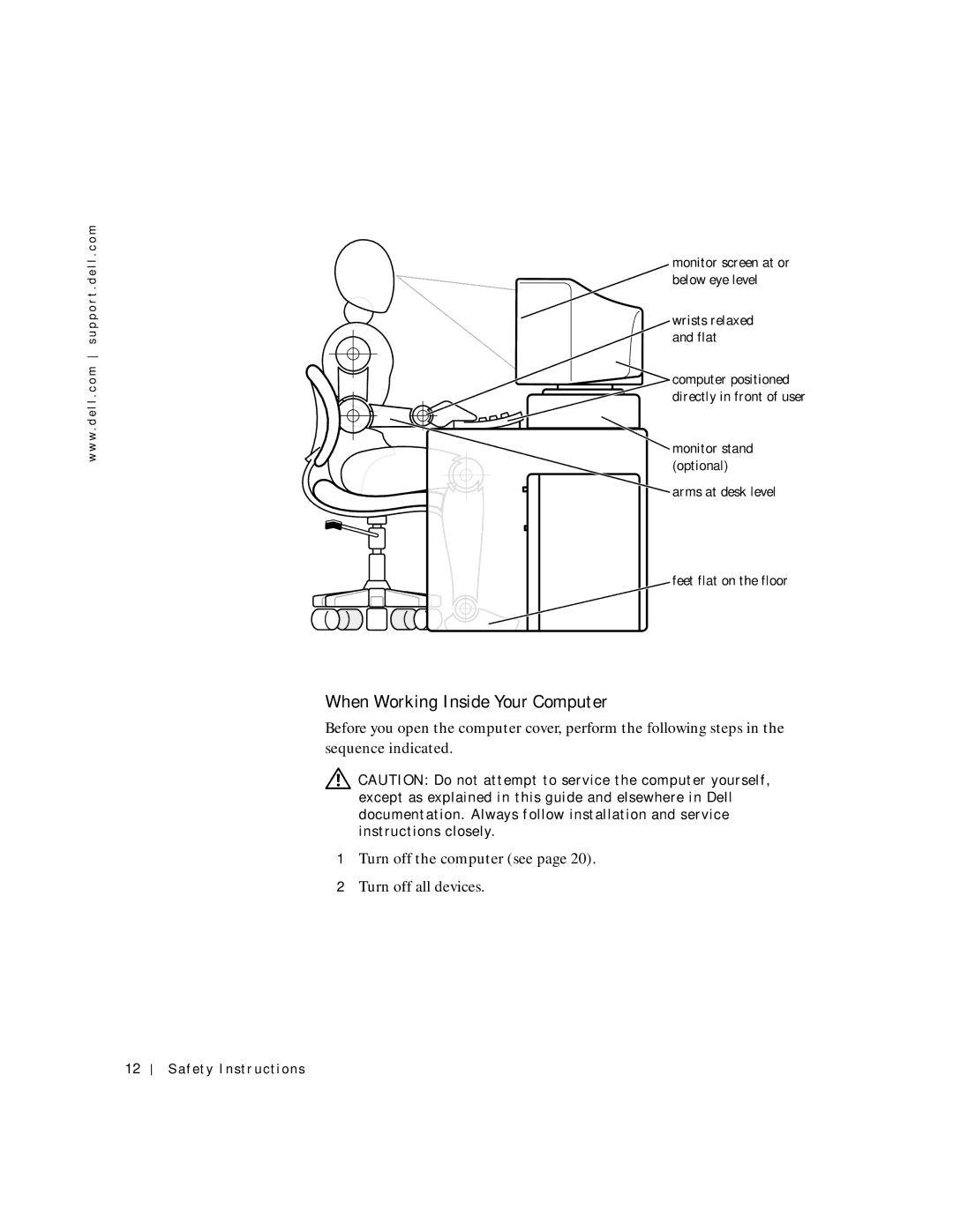 Dell 8200 manual When Working Inside Your Computer 