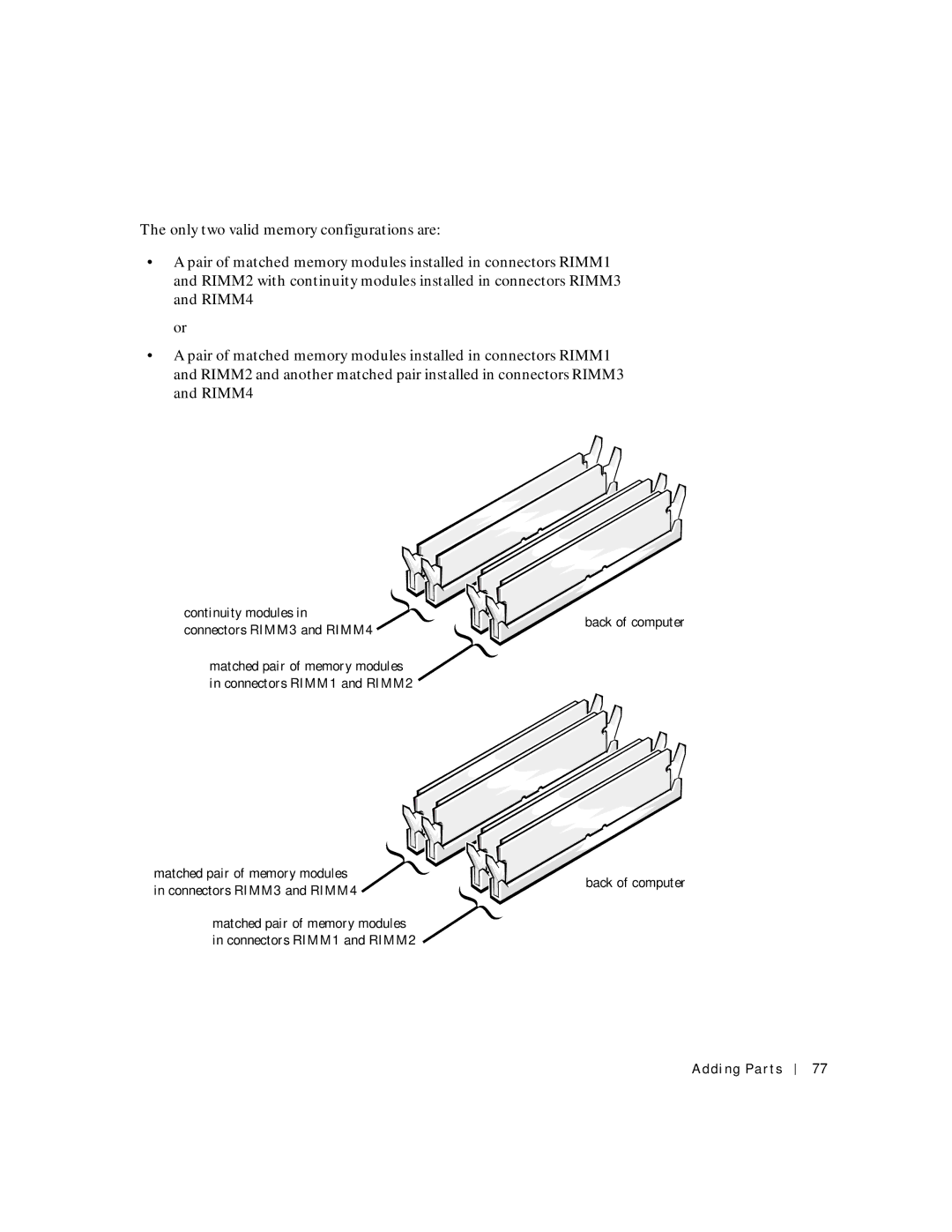 Dell 8200 manual Continuity modules 