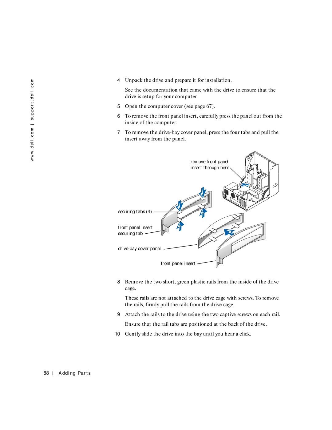 Dell 8200 manual Securing tabs 