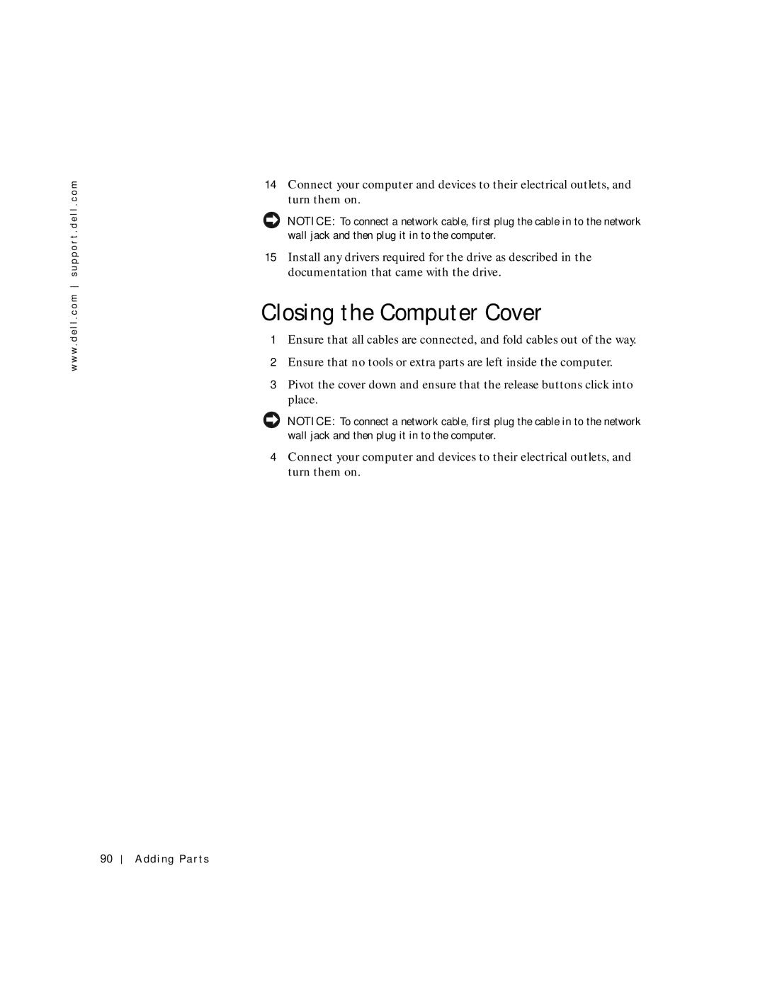 Dell 8200 manual Closing the Computer Cover 