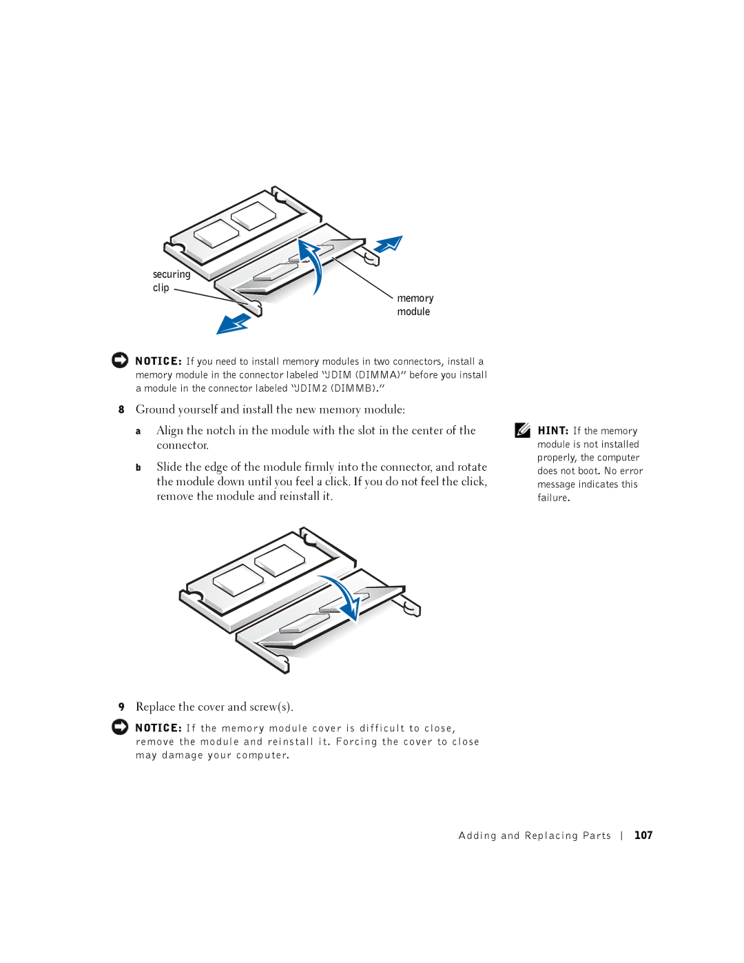 Dell 8200 owner manual Adding and Replacing Parts 107 