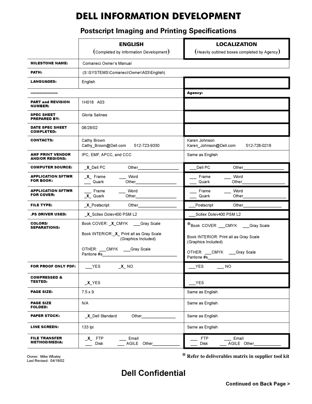 Dell 8200 owner manual Dell Information Development 