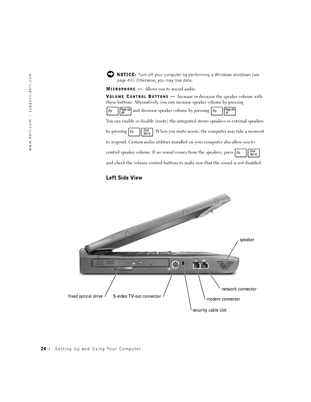 Dell 8200 owner manual Left Side View 