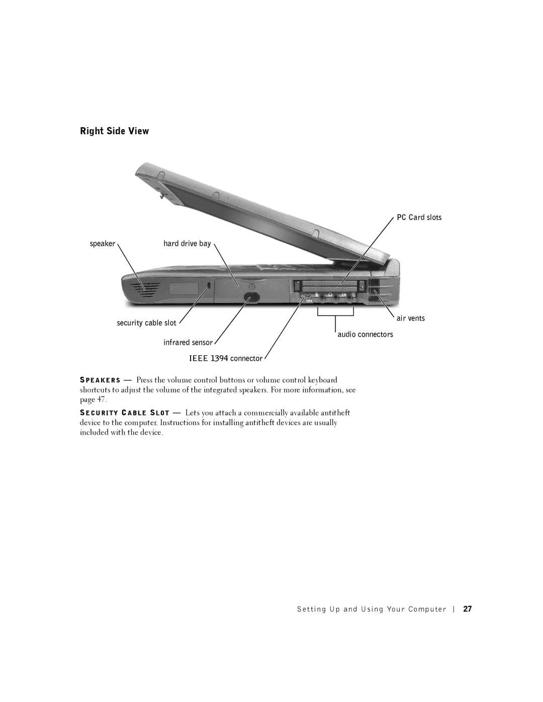 Dell 8200 owner manual Right Side View 