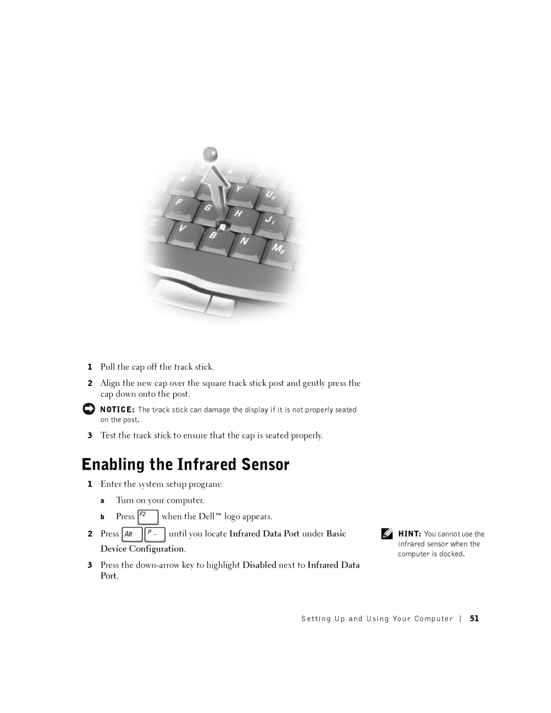 Dell 8200 owner manual Enabling the Infrared Sensor 