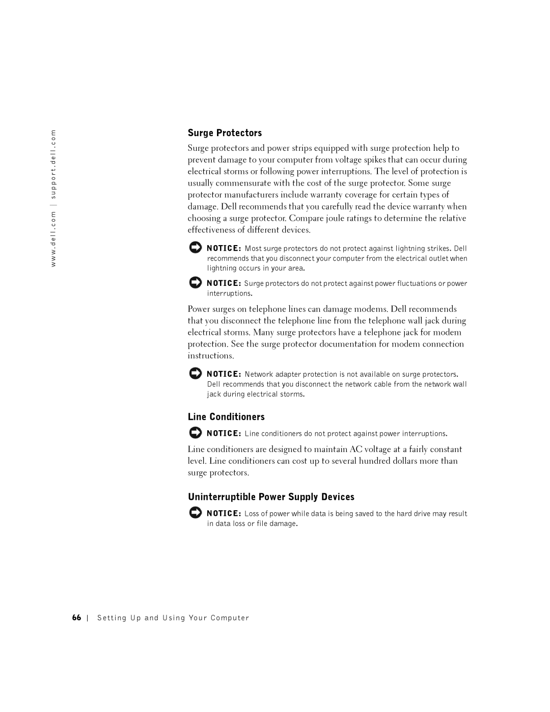 Dell 8200 owner manual Surge Protectors, Line Conditioners, Uninterruptible Power Supply Devices 