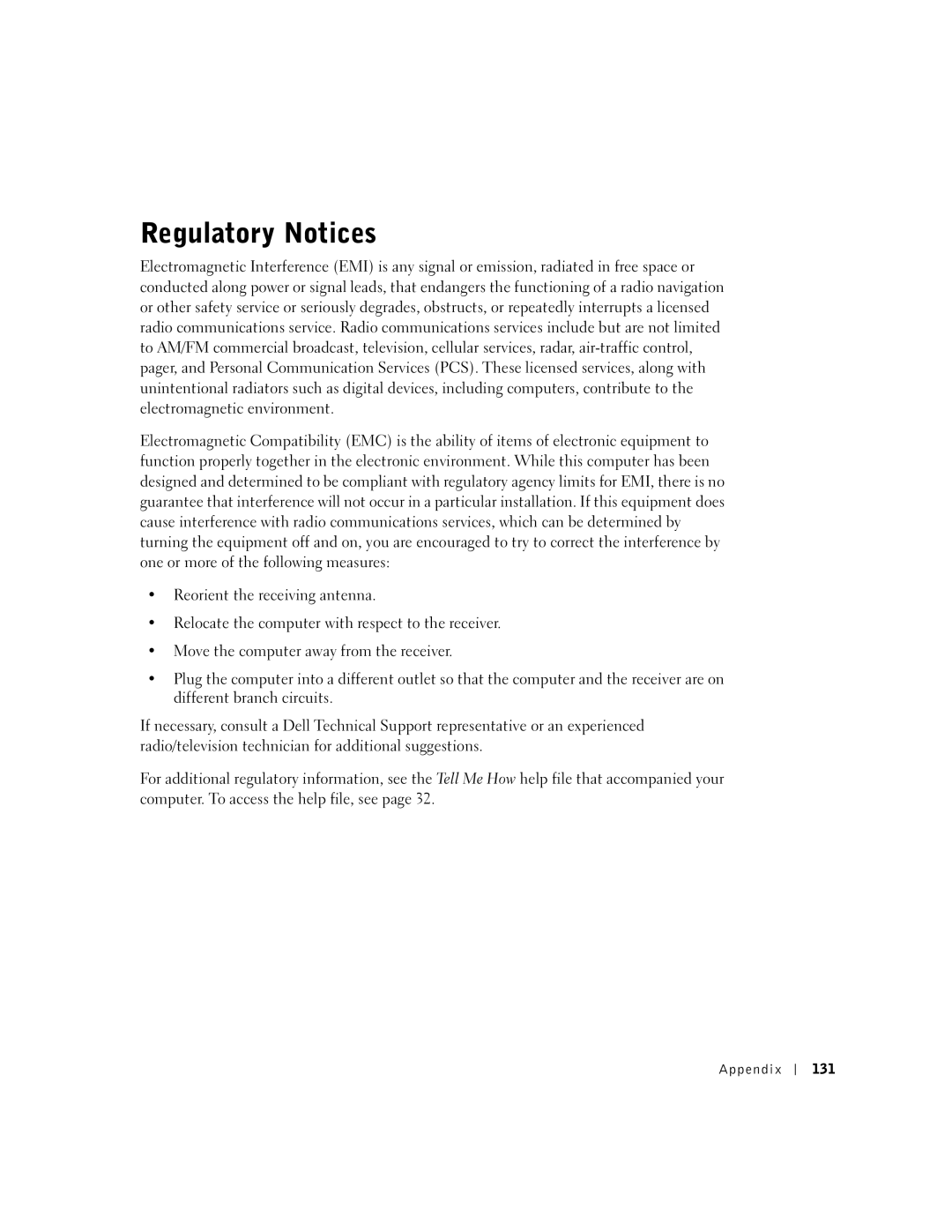 Dell 8300 manual Regulatory Notices, Appendix 131 