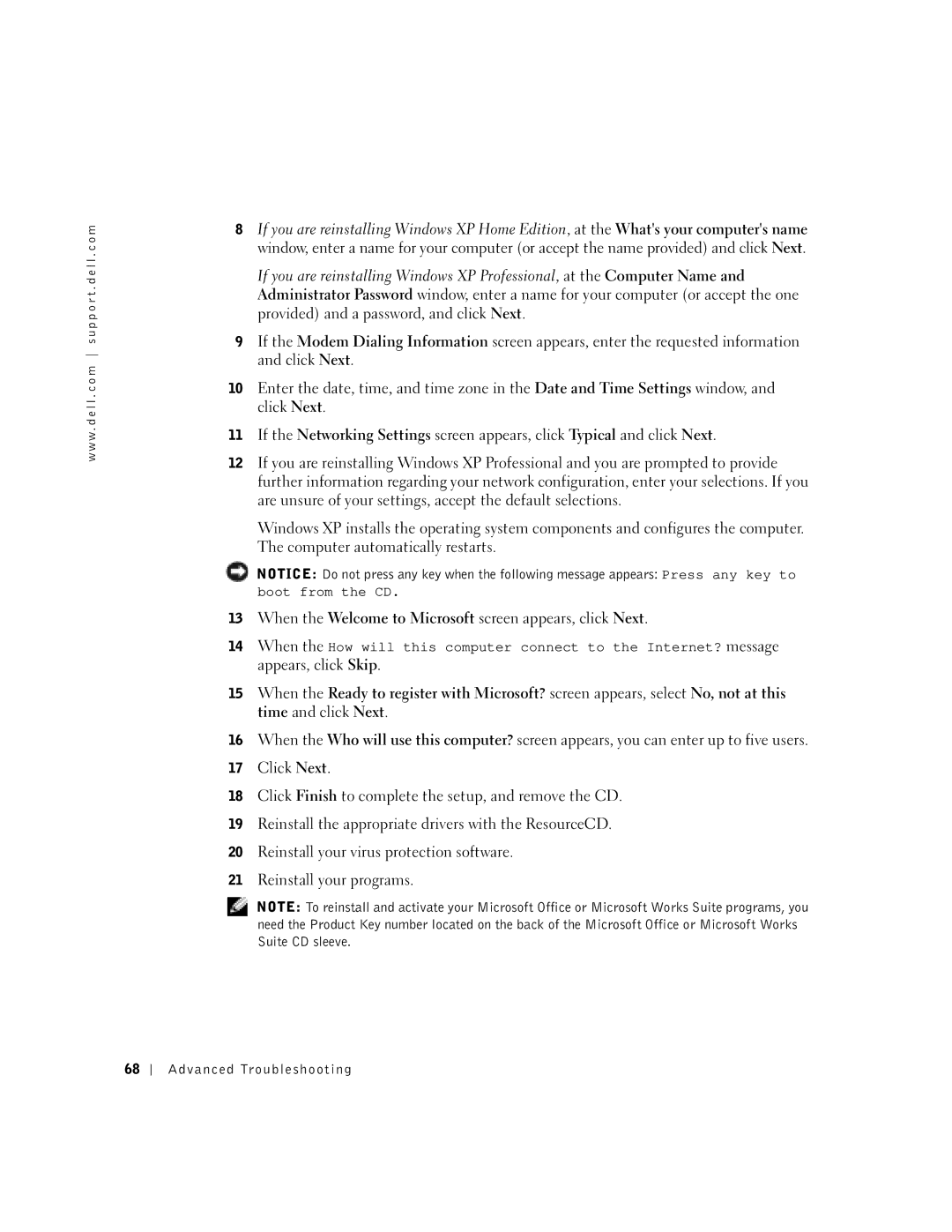 Dell 8300 manual When the Welcome to Microsoft screen appears, click Next 