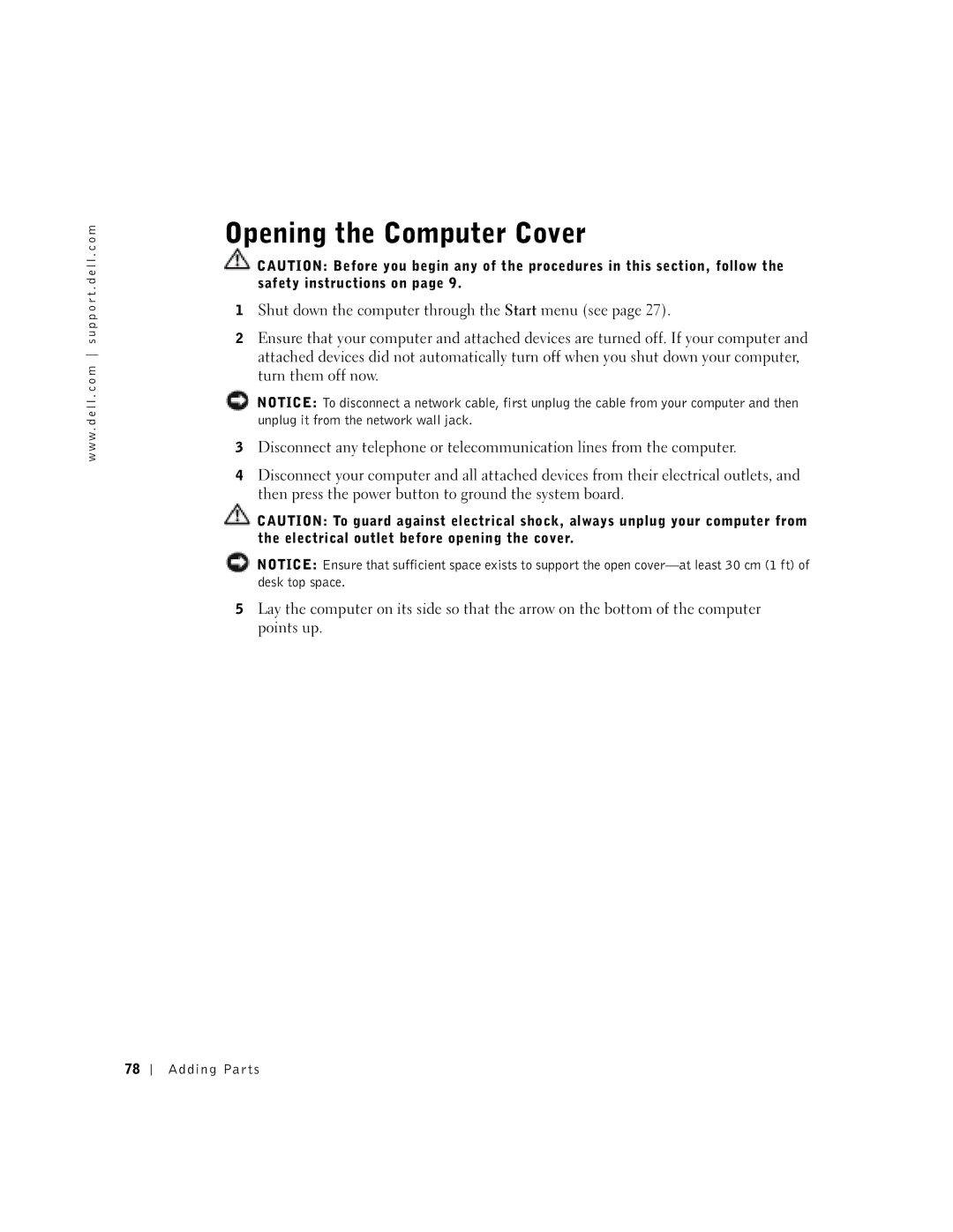 Dell 8300 manual Opening the Computer Cover 