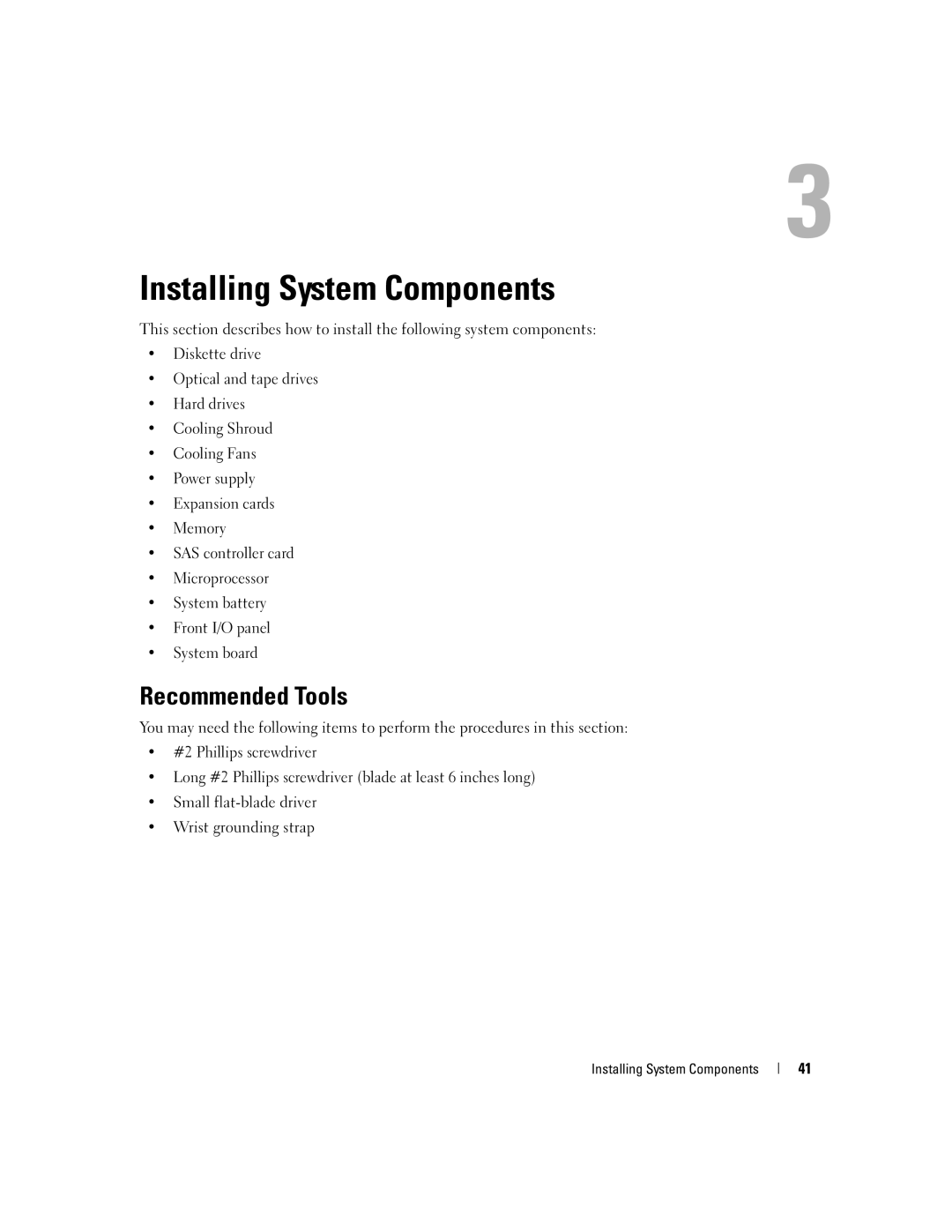 Dell 840 manual Recommended Tools, Installing System Components 