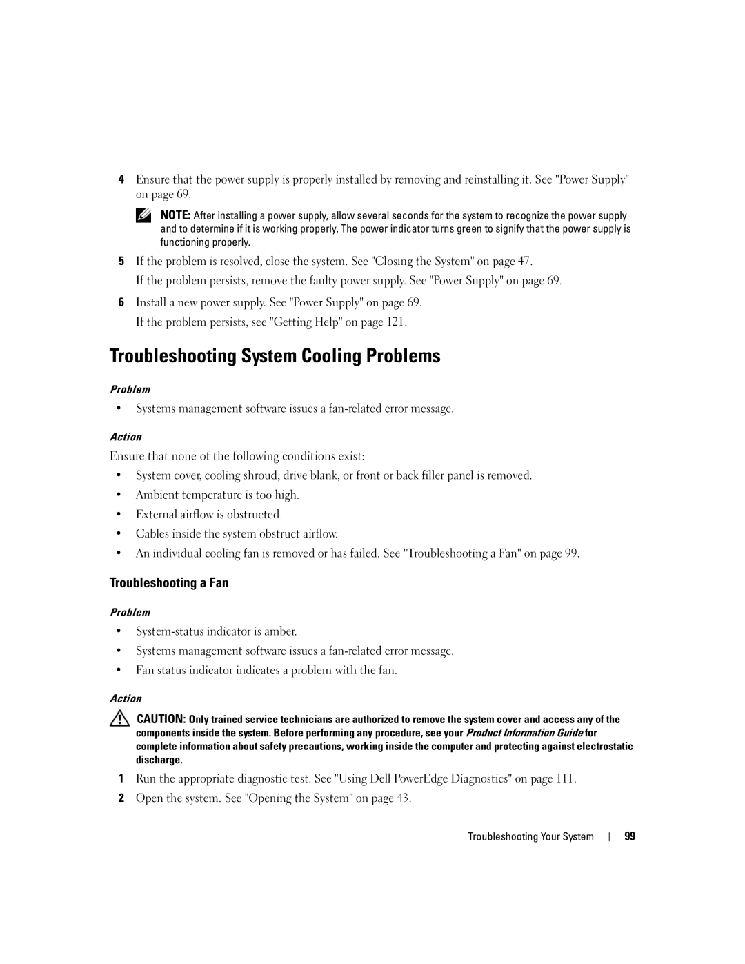 Dell 840 manual Troubleshooting System Cooling Problems, Troubleshooting a Fan 