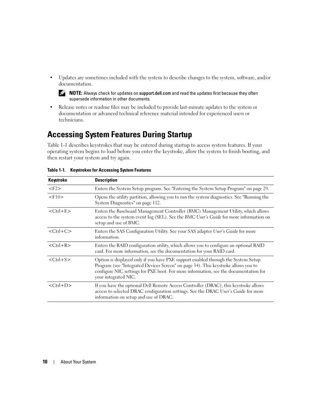 Dell 840 manual Accessing System Features During Startup 