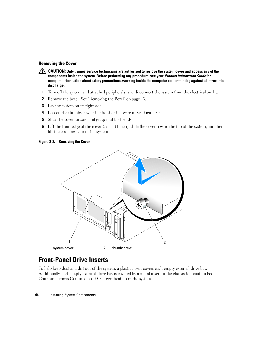 Dell 840 manual Front-Panel, Removing the Cover 