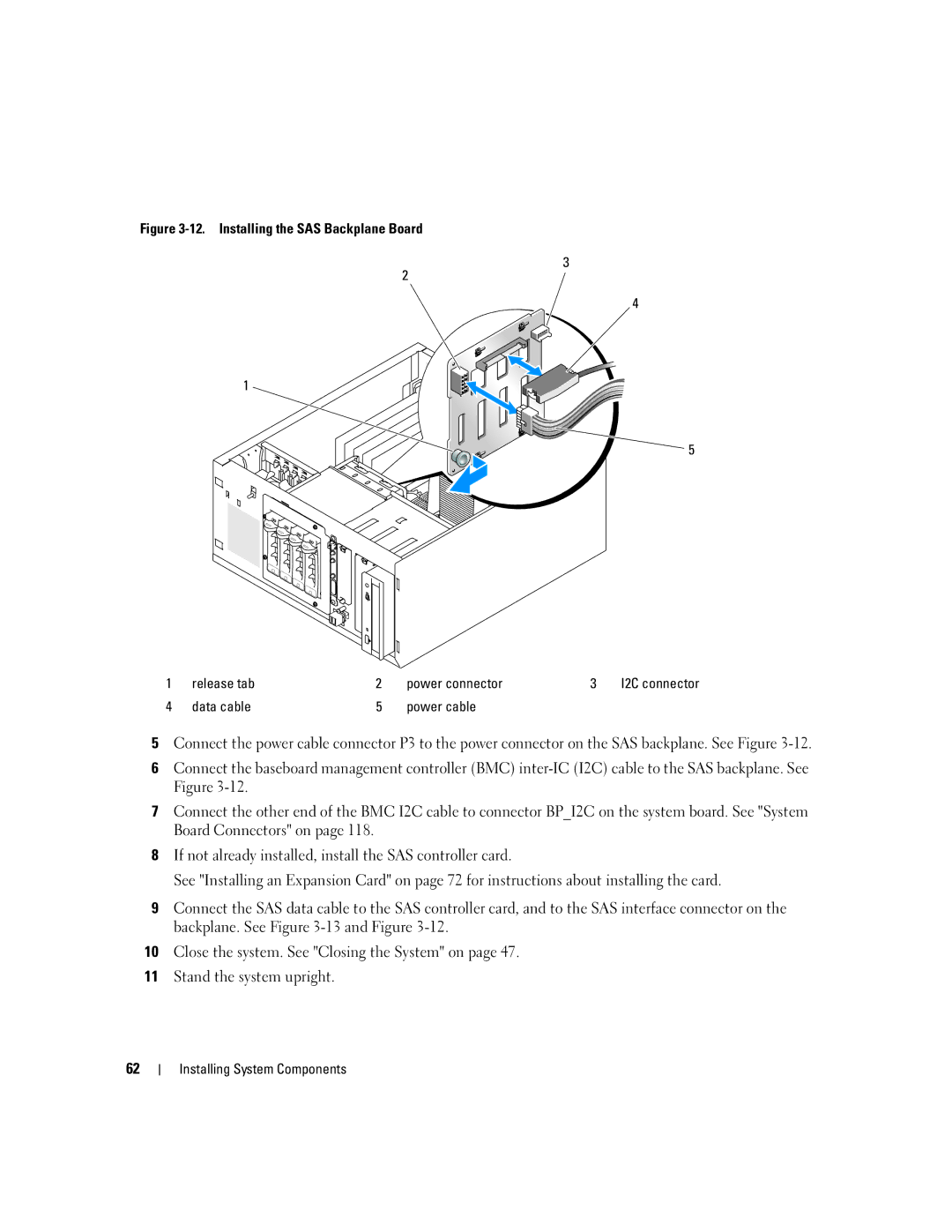 Dell 840 manual Installing the SAS Release tab Data cable, Interface connector on 