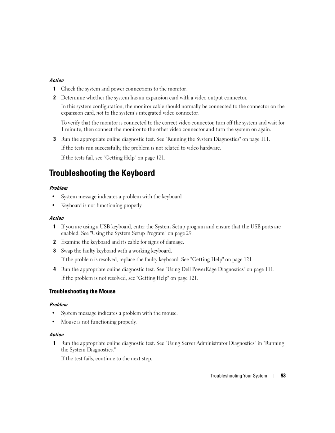 Dell 840 manual Troubleshooting the Keyboard, Troubleshooting the Mouse 