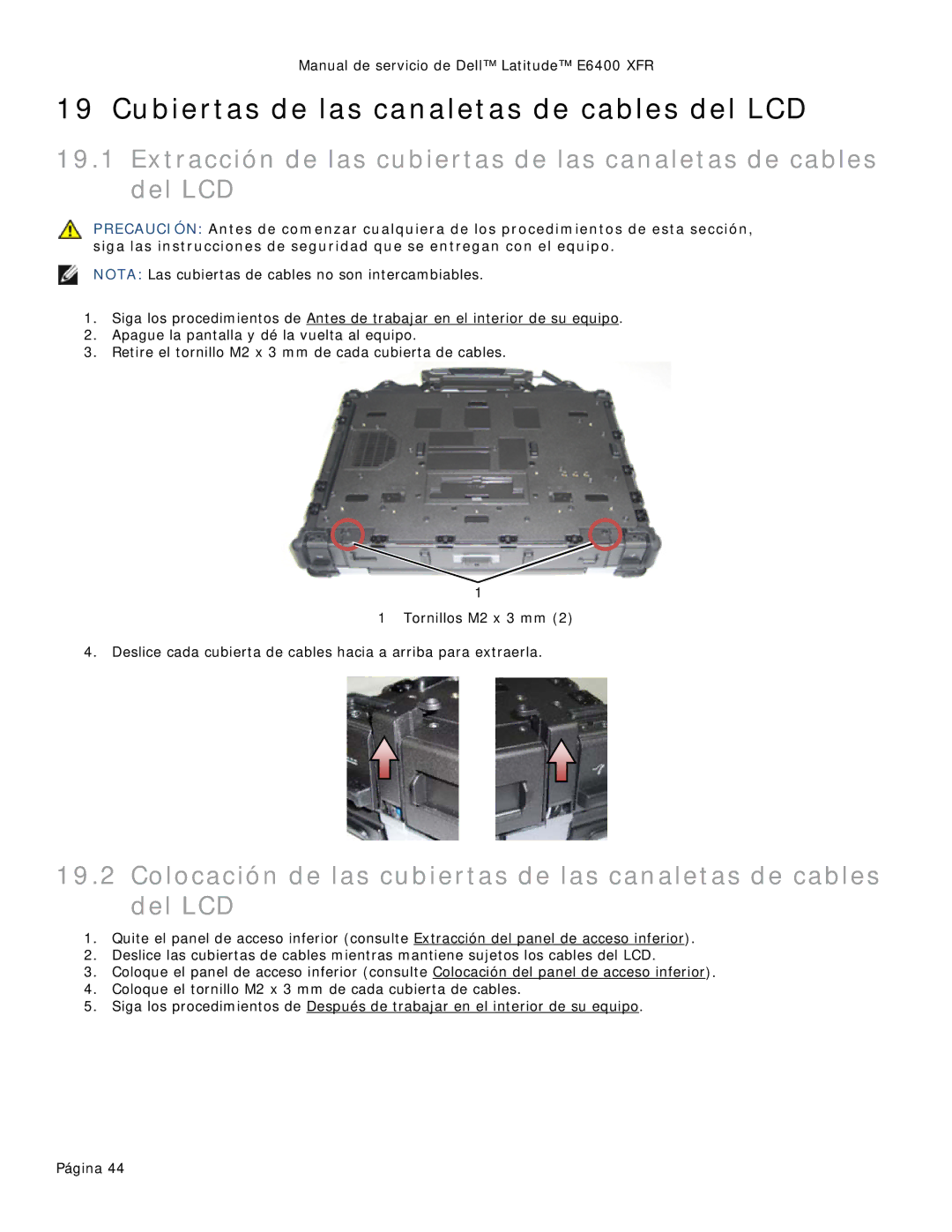 Dell 8400XFR manual Cubiertas de las canaletas de cables del LCD 