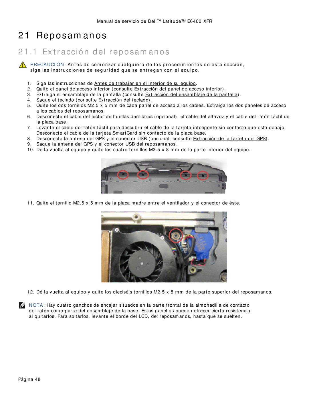 Dell 8400XFR manual Reposamanos, Extracción del reposamanos 