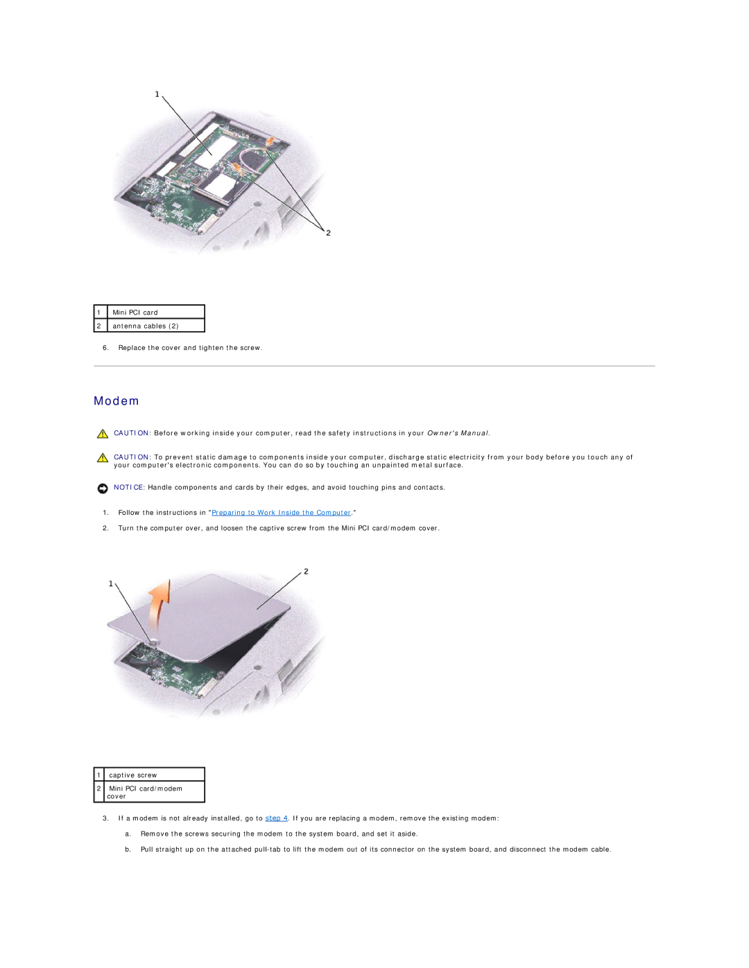 Dell 8500 manual Modem 