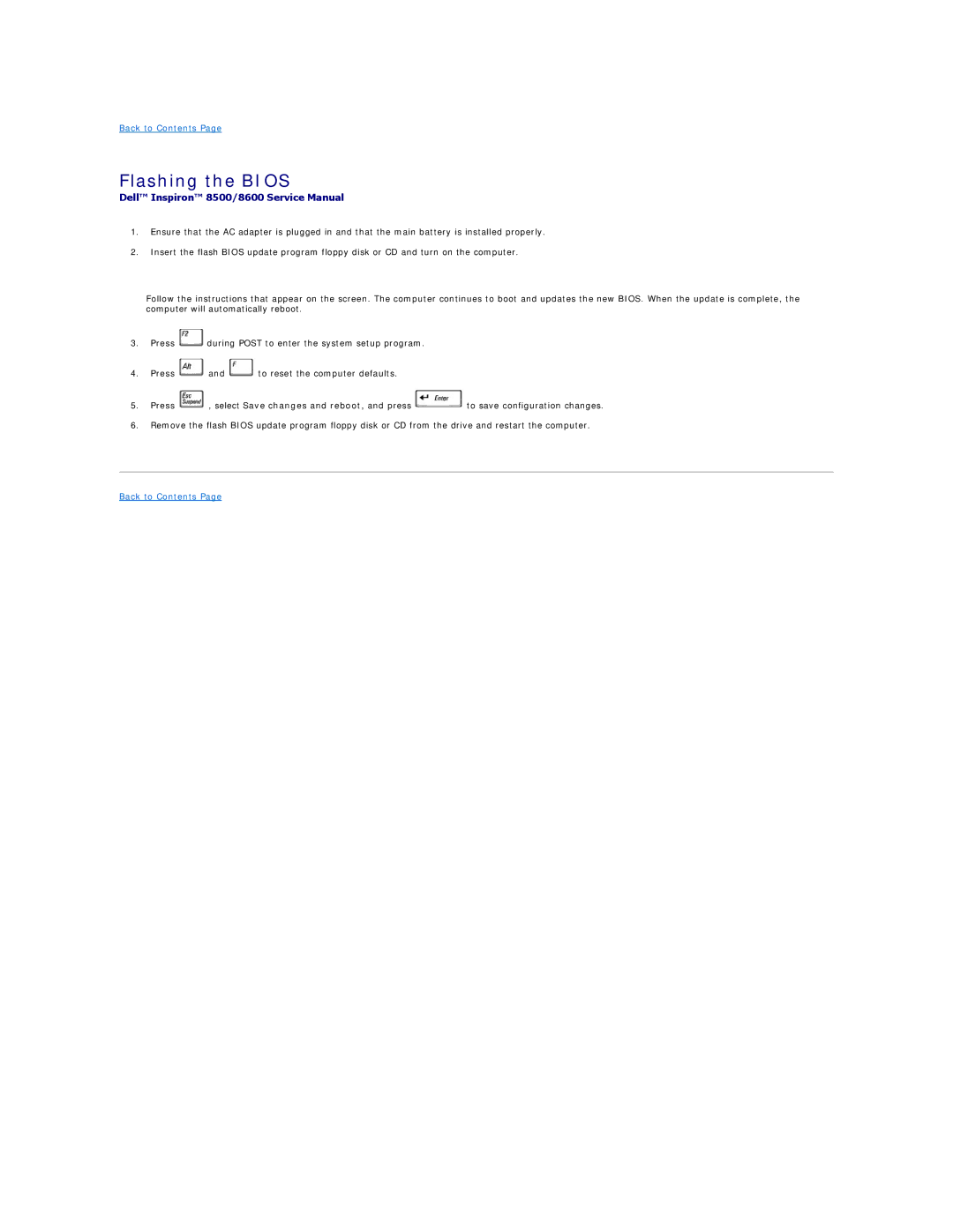 Dell 8500 manual Flashing the Bios 