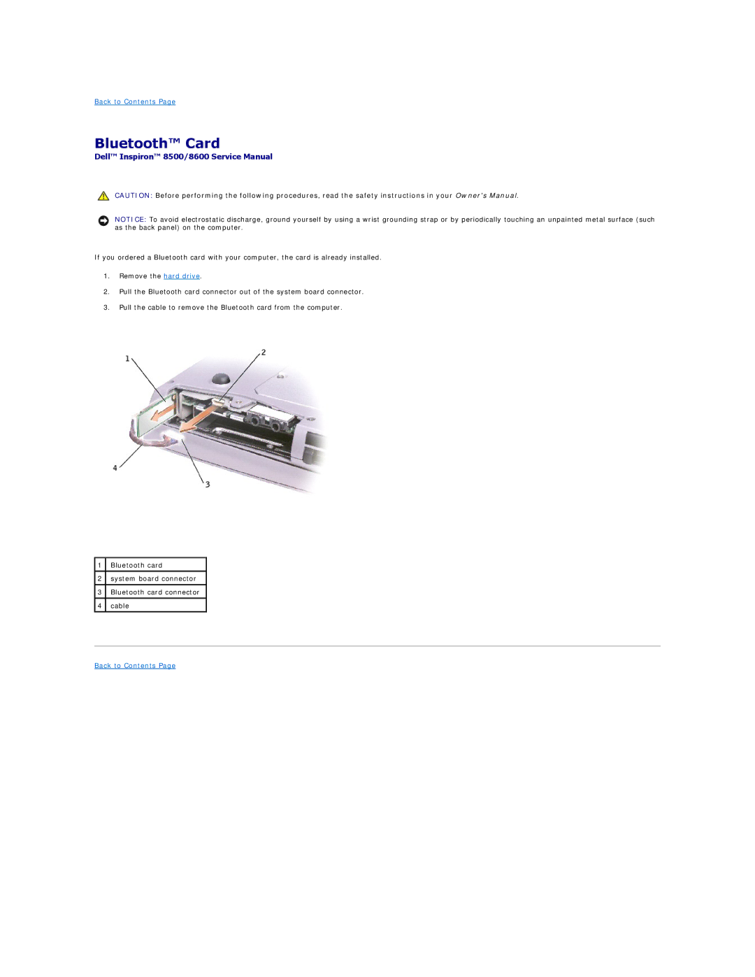 Dell 8500 manual Bluetooth Card 