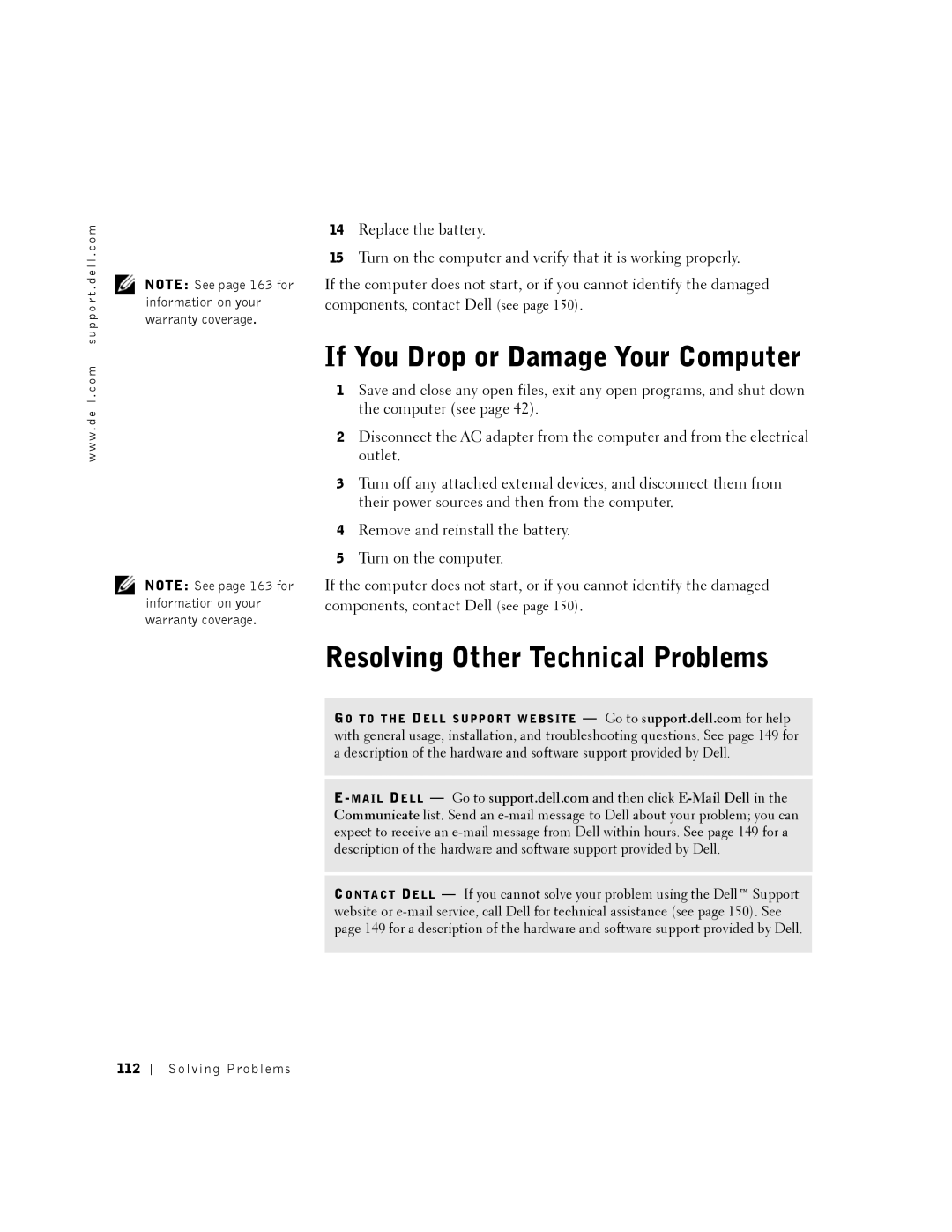 Dell 8500 manual If You Drop or Damage Your Computer, Resolving Other Technical Problems 