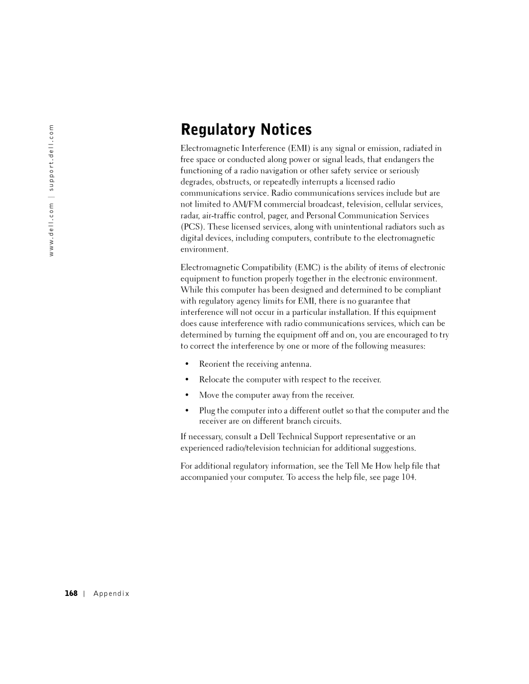 Dell 8500 manual Regulatory Notices, 168 