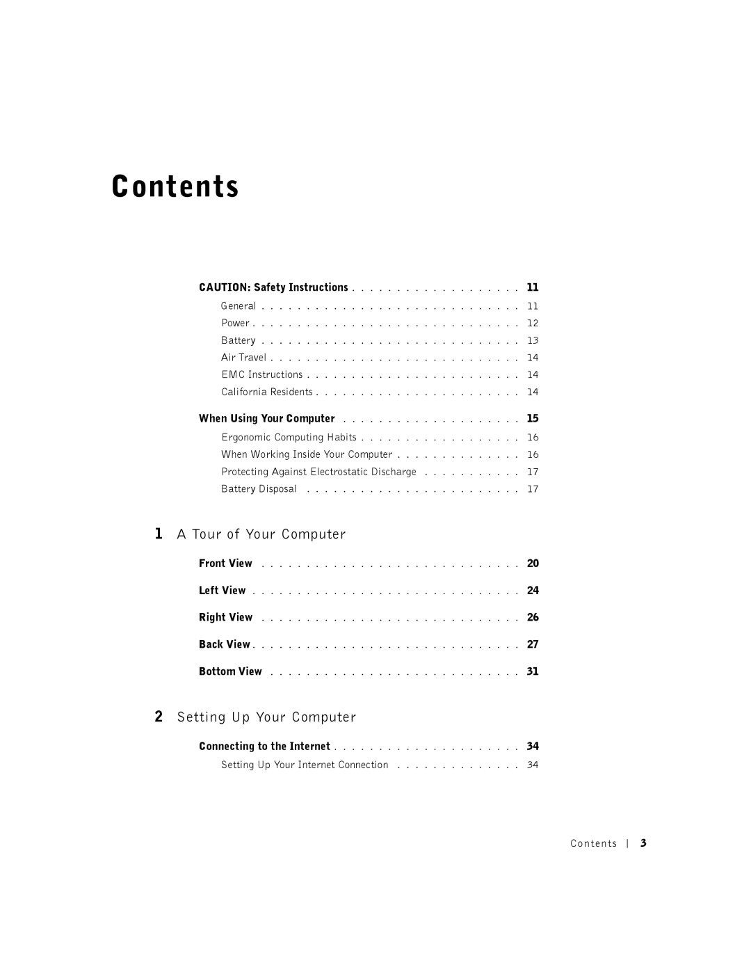 Dell 8500 manual Contents 