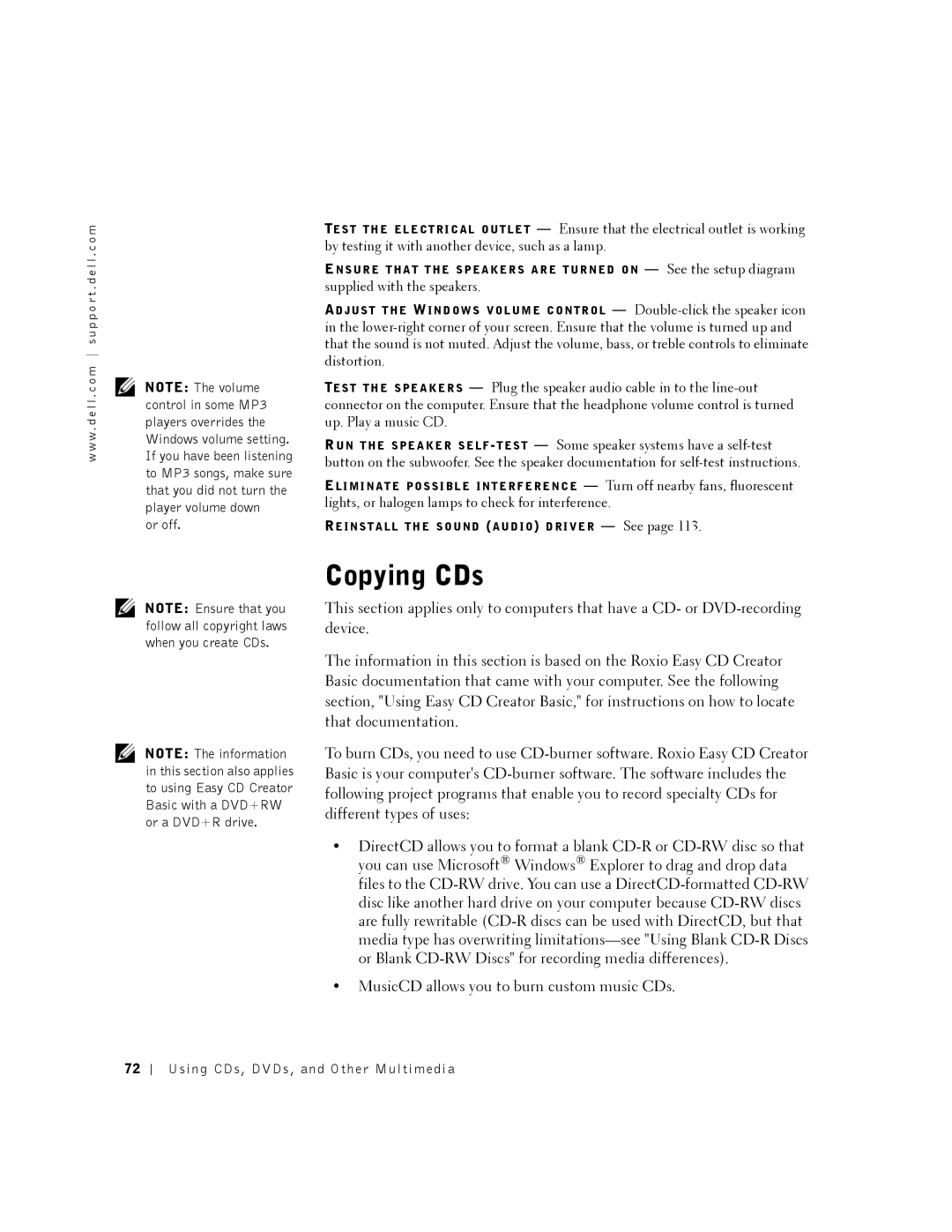 Dell 8500 manual Copying CDs, Or off 