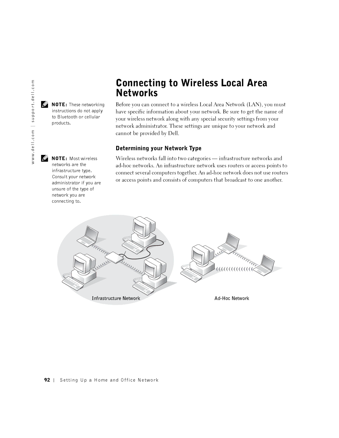 Dell 8500 manual Connecting to Wireless Local Area Networks, Determining your Network Type, Infrastructure Network 