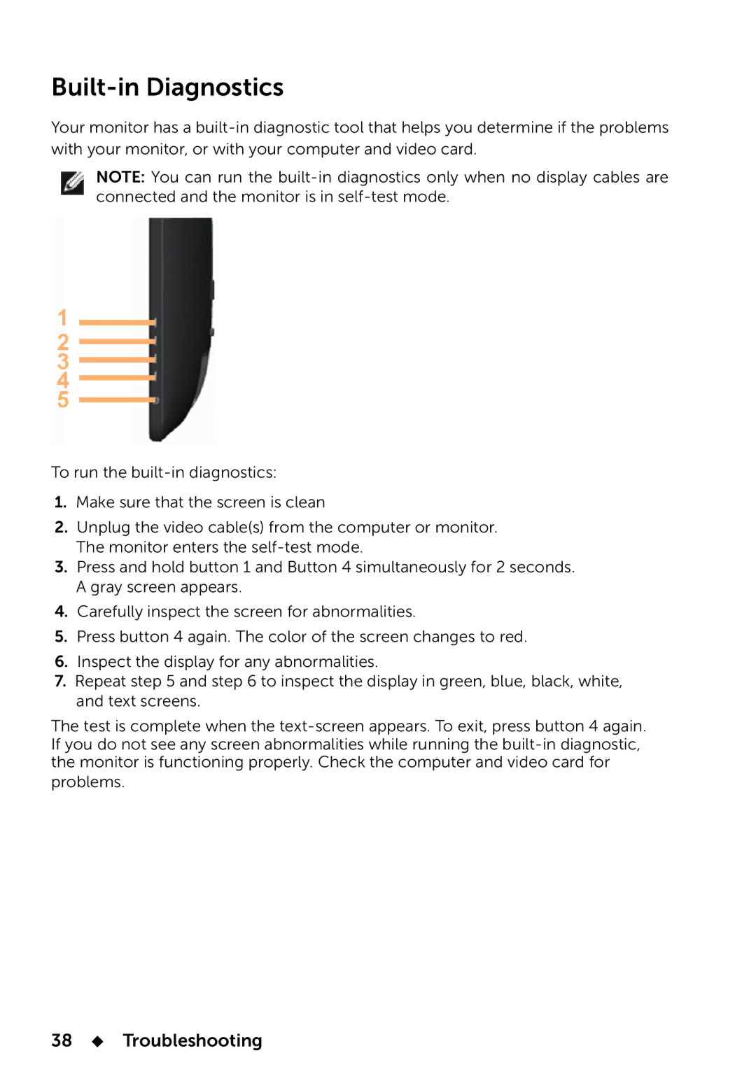 Dell 858-BBBE, E2014T manual Built-in Diagnostics, 38  Troubleshooting 