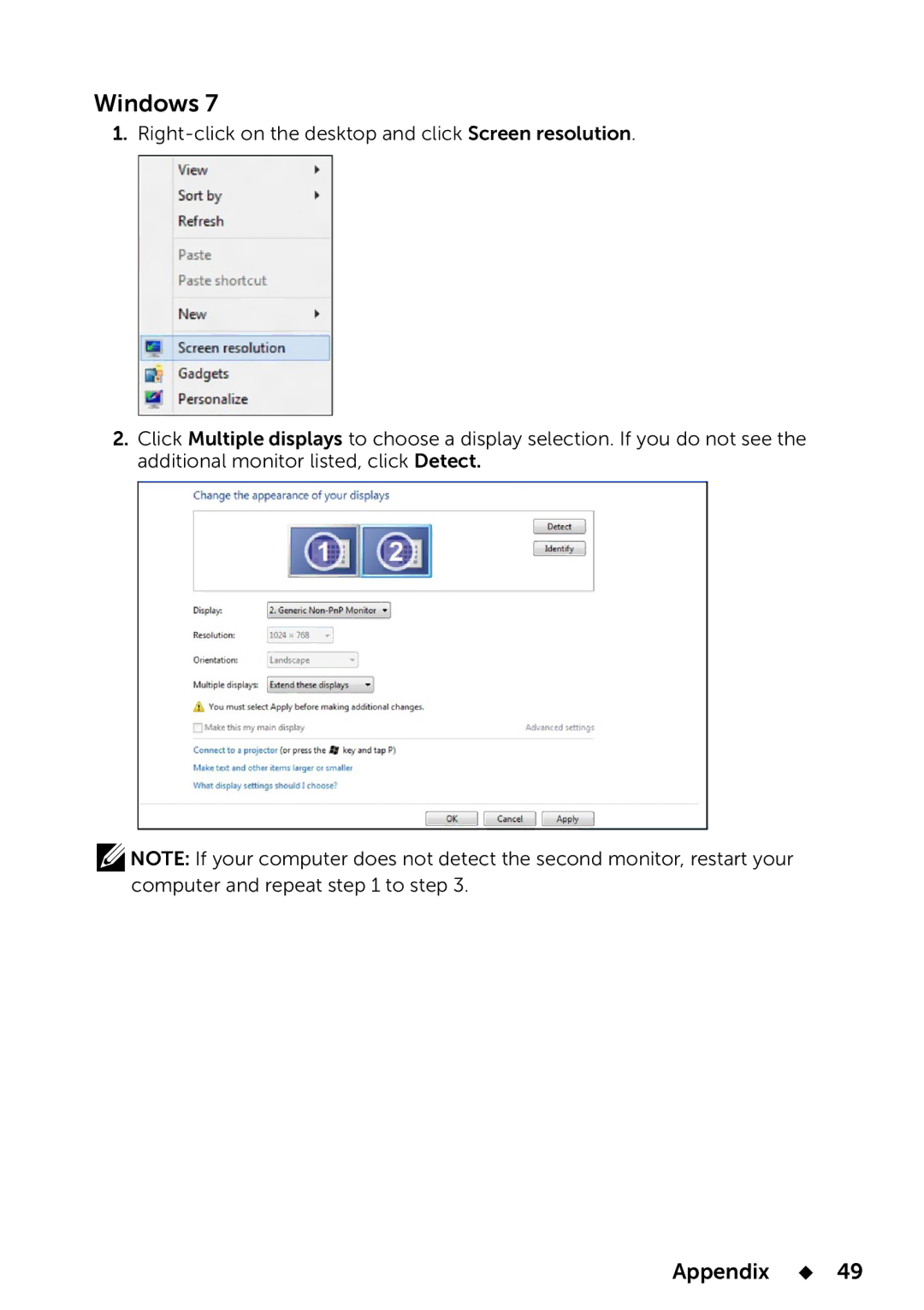 Dell E2014T, 858-BBBE manual Windows 