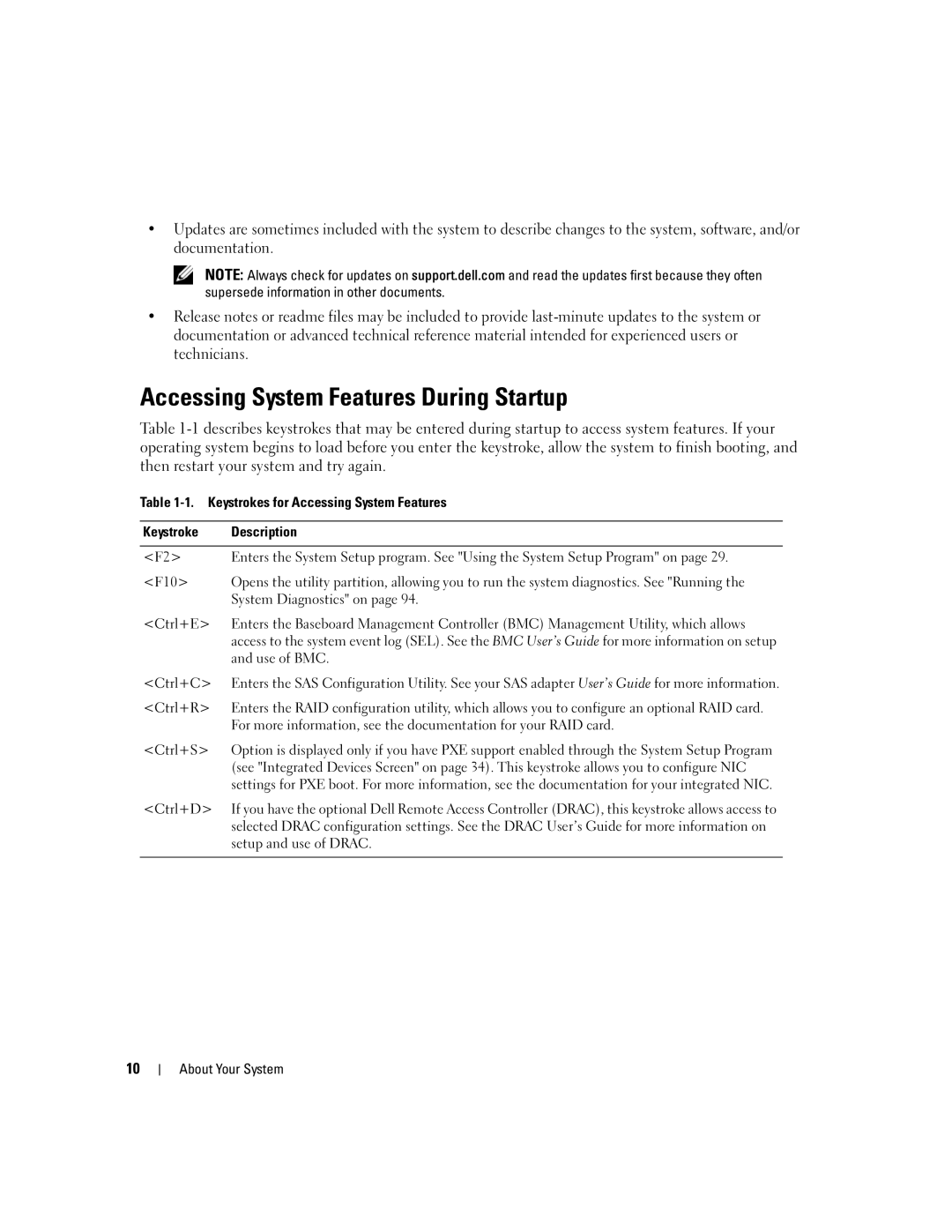 Dell 860 owner manual Accessing System Features During Startup 