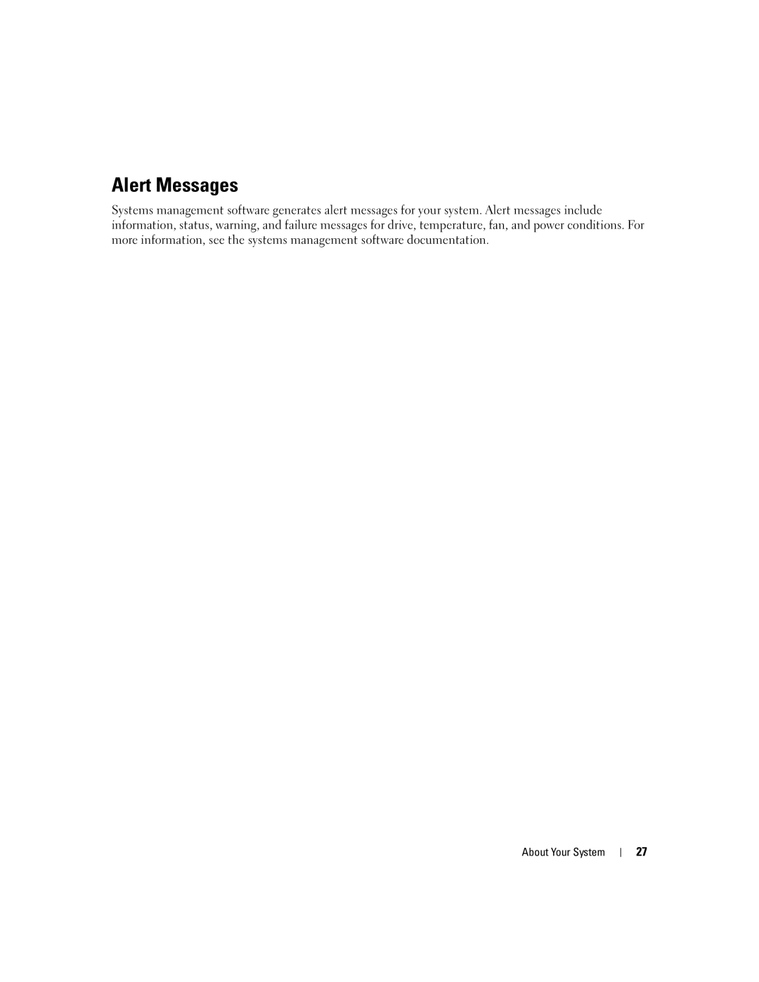 Dell 860 owner manual Alert Messages 