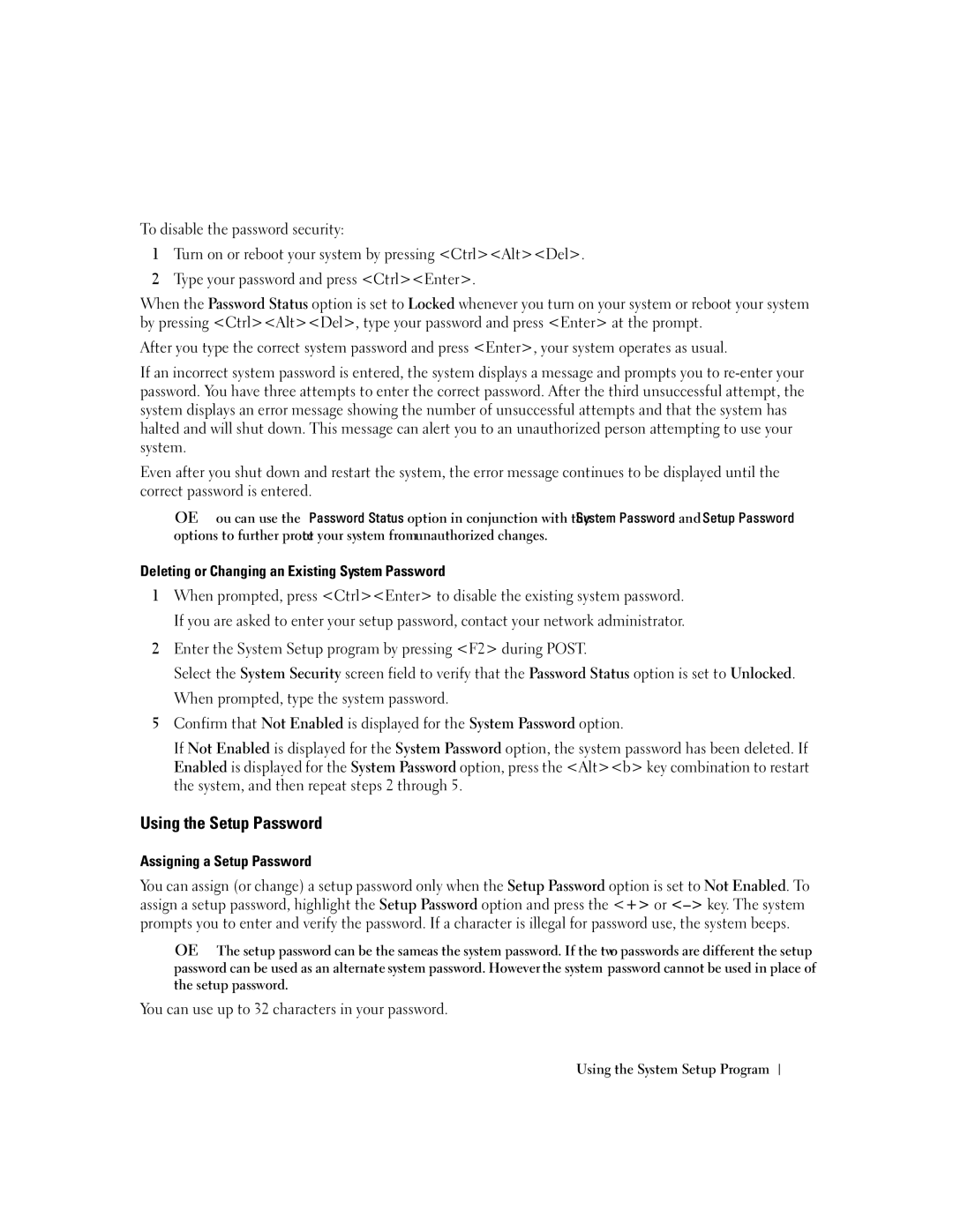 Dell 860 owner manual Using the Setup Password, Assigning a Setup Password 