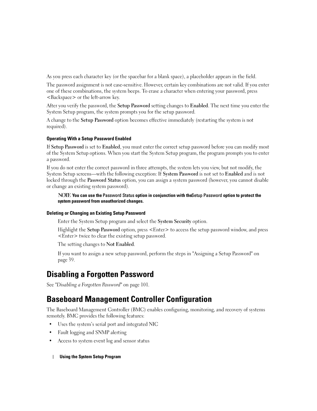 Dell 860 owner manual Disabling a Forgotten Password, Baseboard Management Controller Configuration 