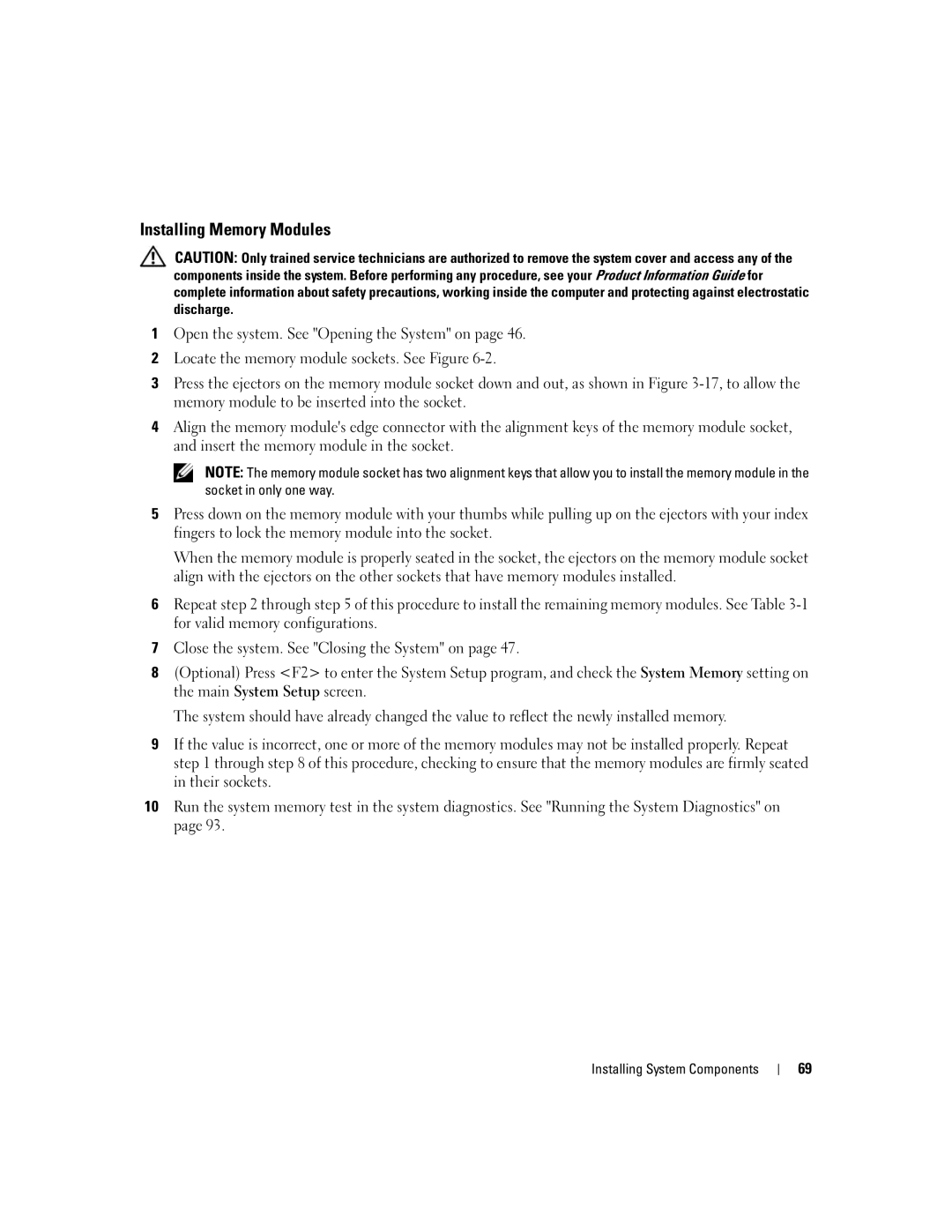 Dell 860 owner manual Installing Memory Modules 